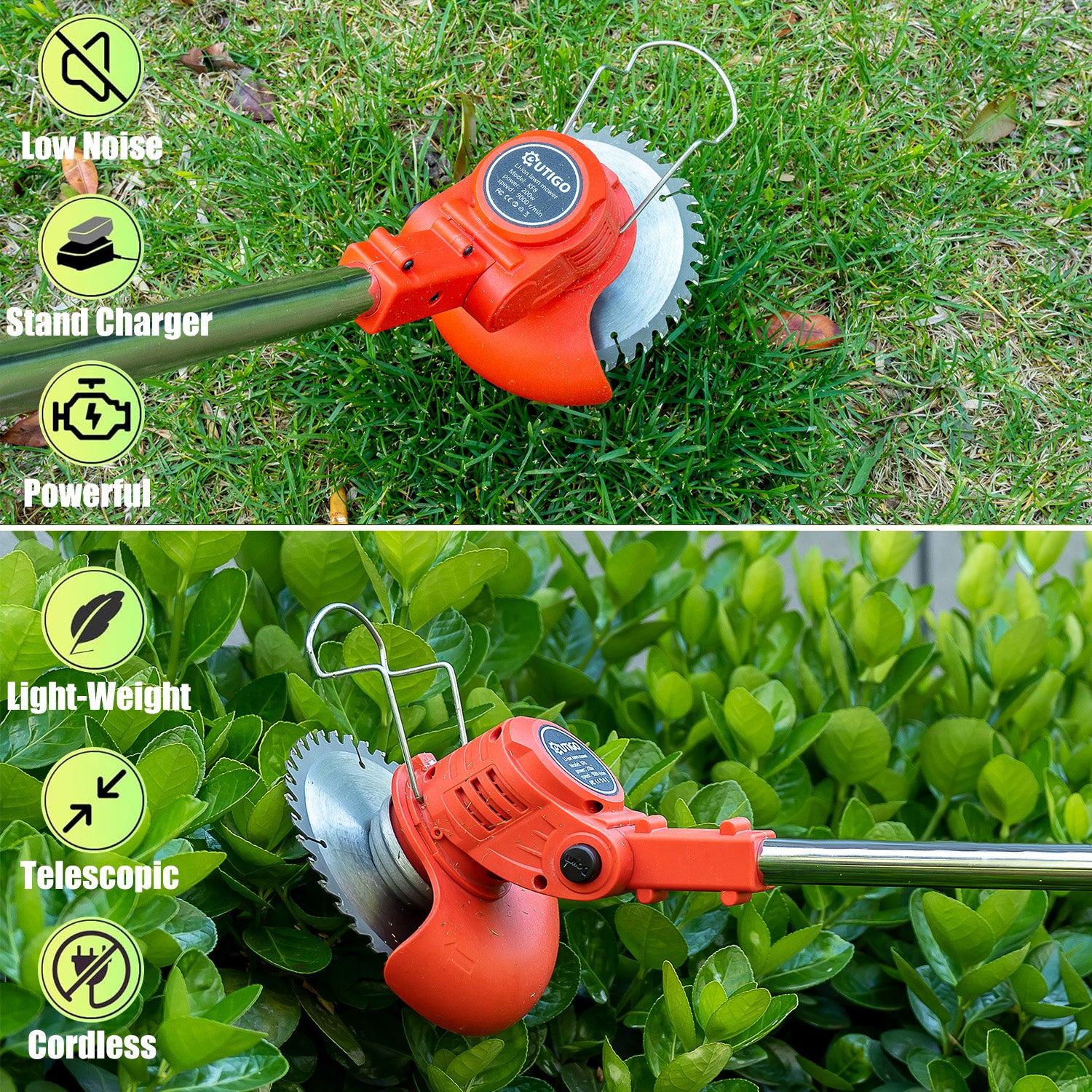 Tondeuse et débroussailleuse sans fil, batterie double 21V, triple pliage pour jardin - 4