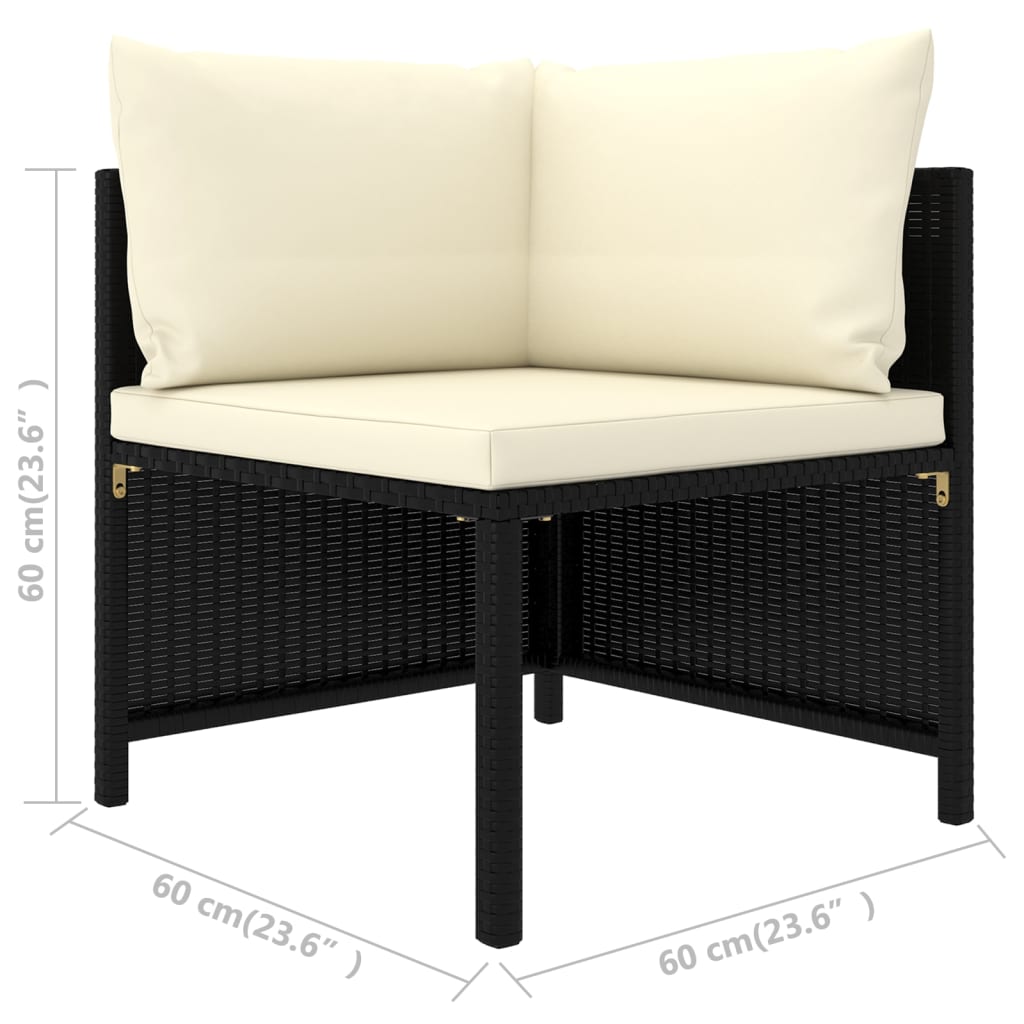 Maison Exclusive - Set Divani da Giardino 3 pz con Cuscini in Polyrattan Nero - 6