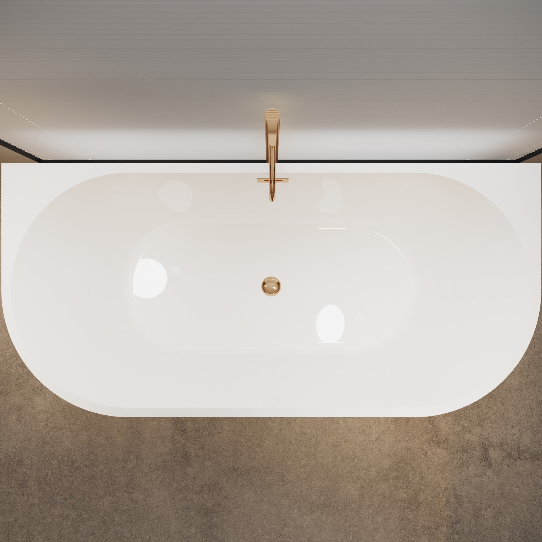 Balneo Baignoire cuivree semi-îlot Murale 160x75cm, accessoires cuivre, Acrylique thermoformé 3.5mm, avec pieds réglables, VIVA - 5