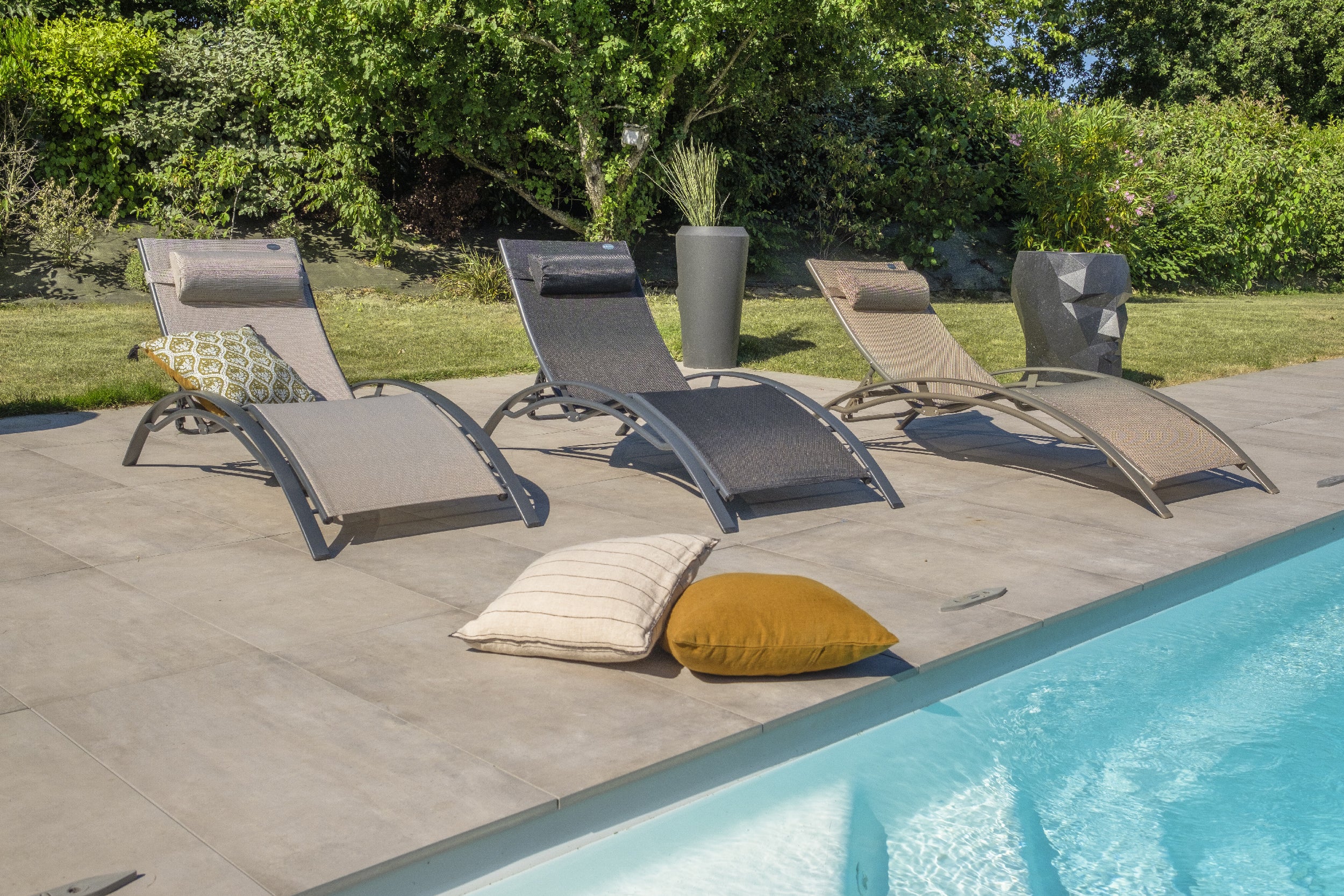 Lot de 2 bains de soleil en aluminium et toile plastifiée CL76 - DCB GARDEN - 3