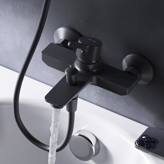 Mechaniczna bateria wannowa Czarna bateria łazienkowa, X-Joy S FXB10022 AM.PM