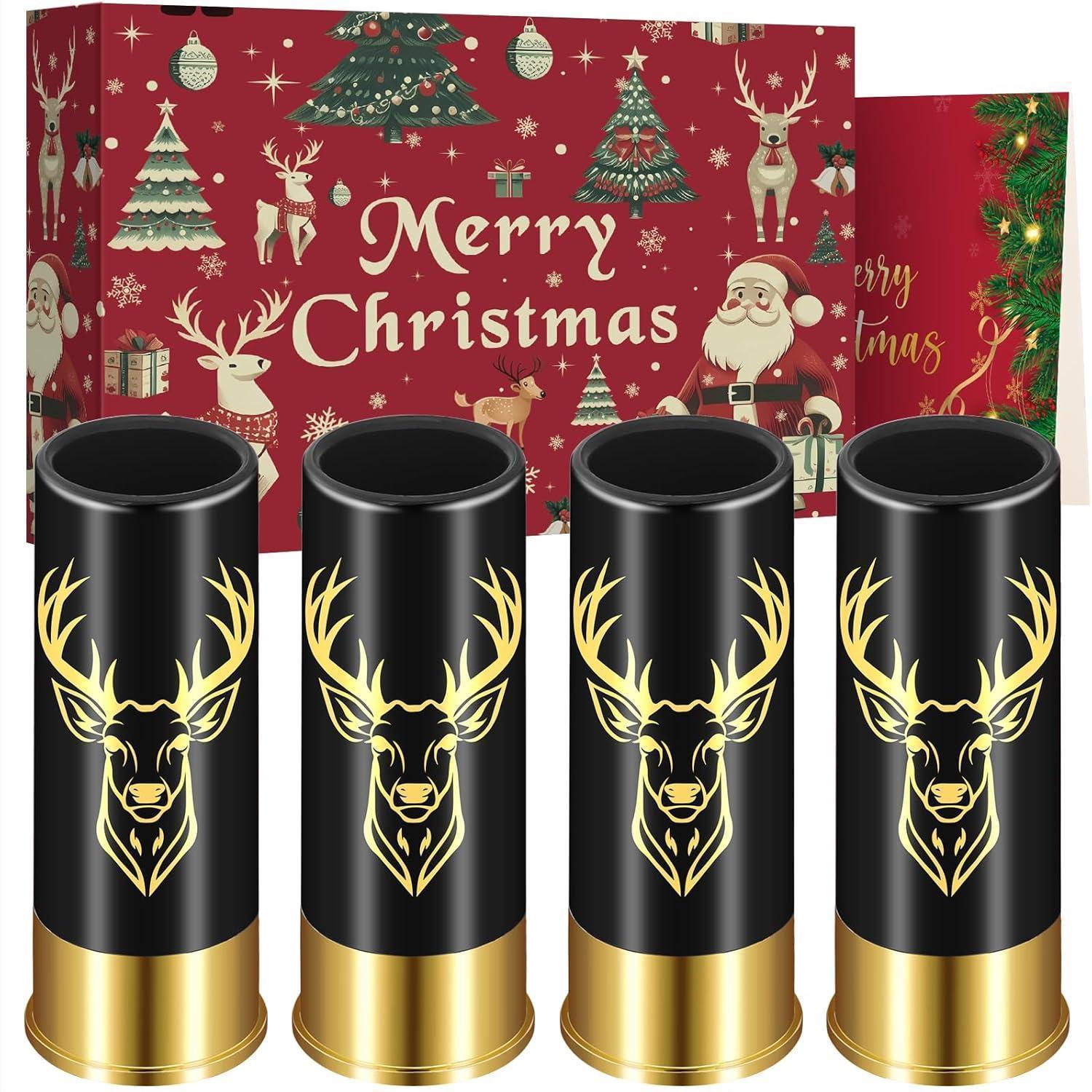 4 Verres à Schnaps Tête de Cerf Noir Plastique 45 ml - Coffret Cadeau ...