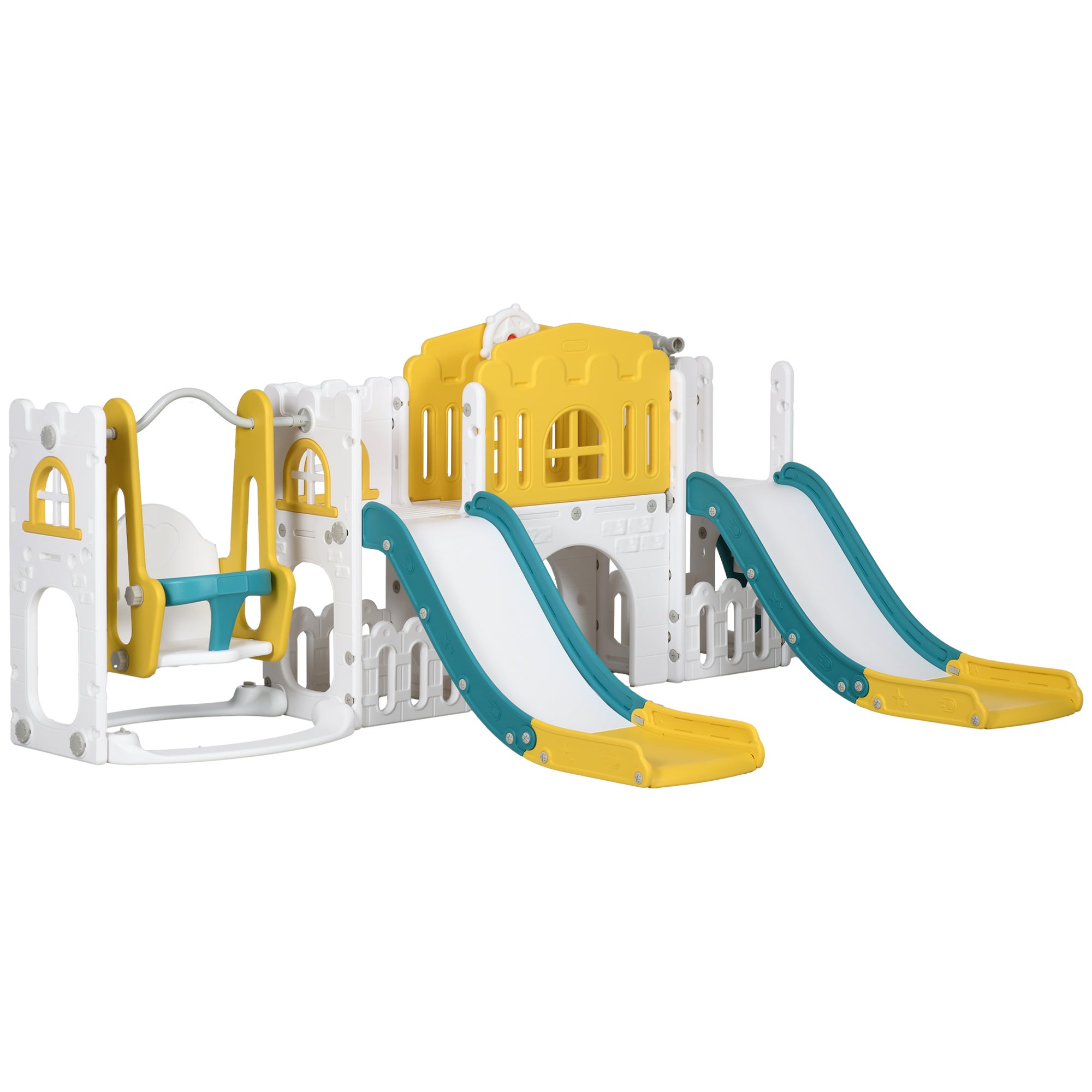 Parco giochi per bambini 7 in 1 con scivolo - passerella - scale - struttura per arrampicata