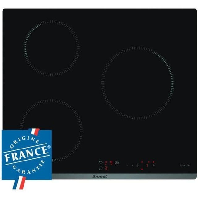 Table de cuisson induction 60cm 3 feux 4600w noir - Brandt BPI6310B