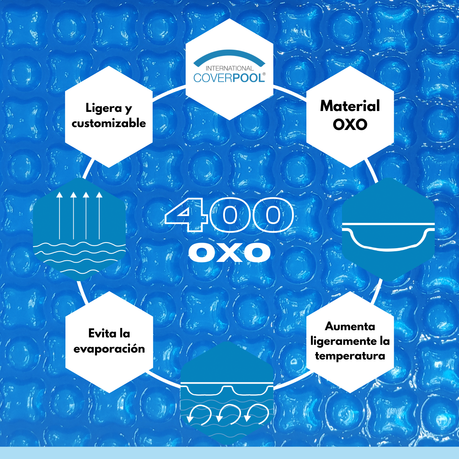 Bâche thermique 400 microns OXO de 3,5 x 3m sans renfort - 3