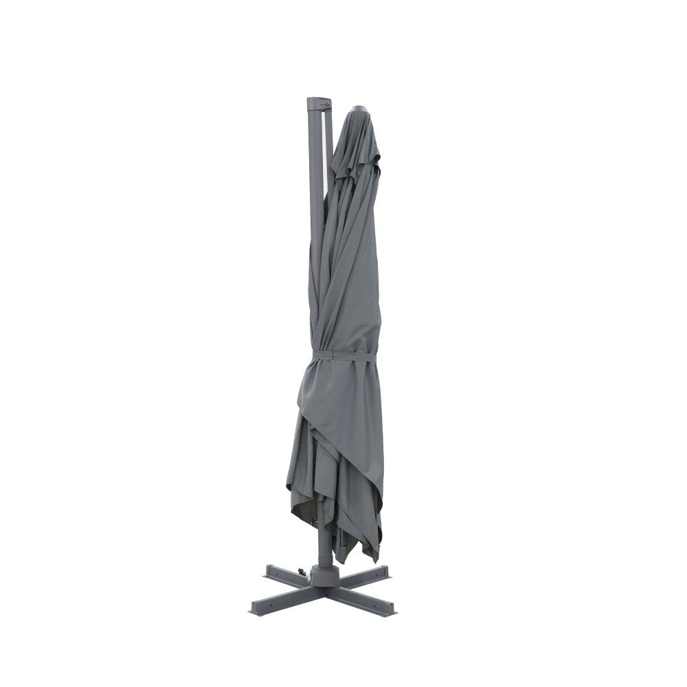 Veya - Parasol rectangulaire déporté en aluminium 3x4m - Gris foncé - 6