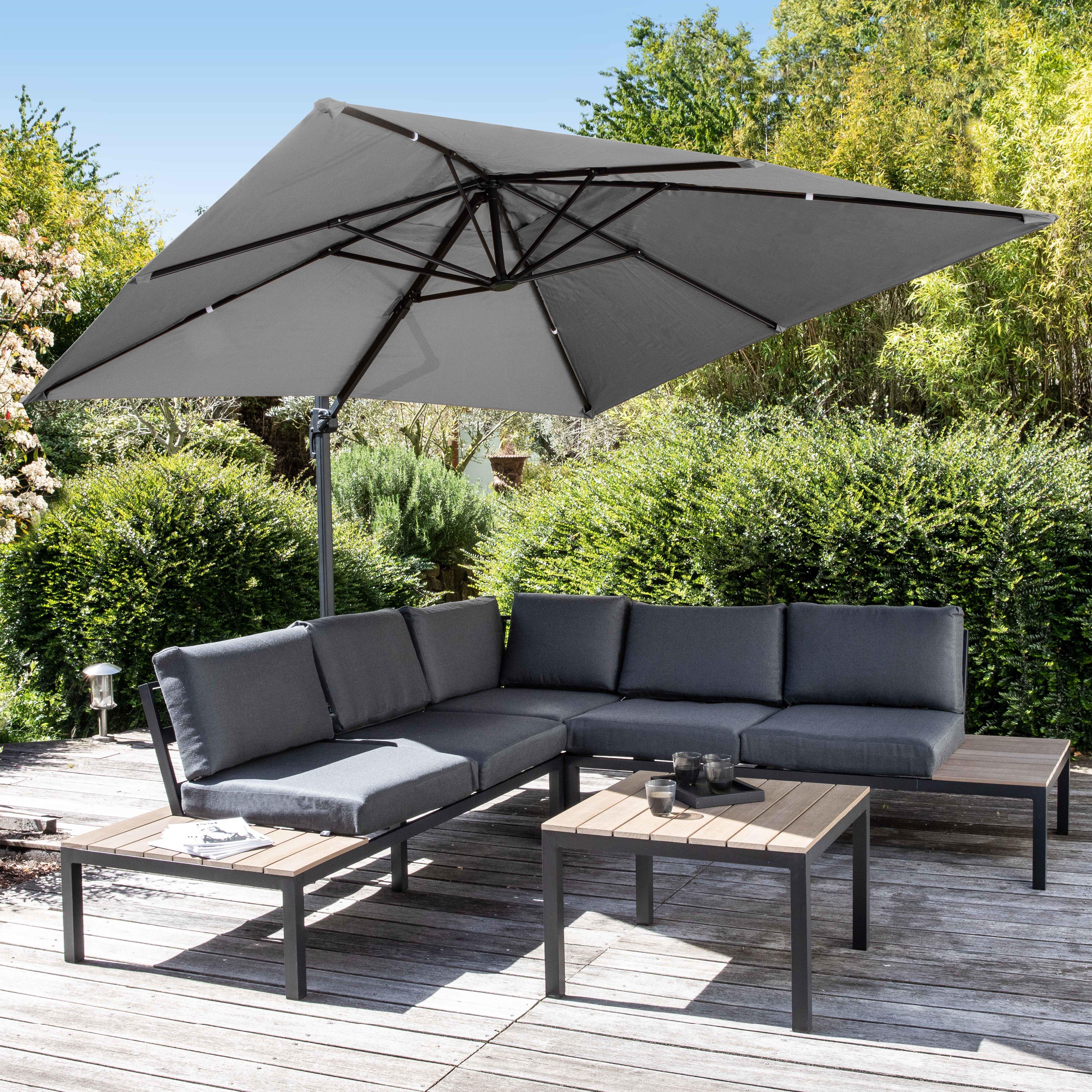 Toile pour parasol déporté 3x3m anthracite - 2