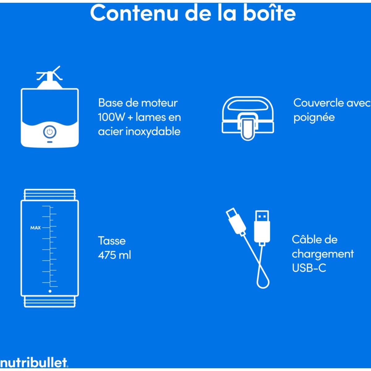 Blender NUTRIBULLET NBP003NBL Portable bleu - 8