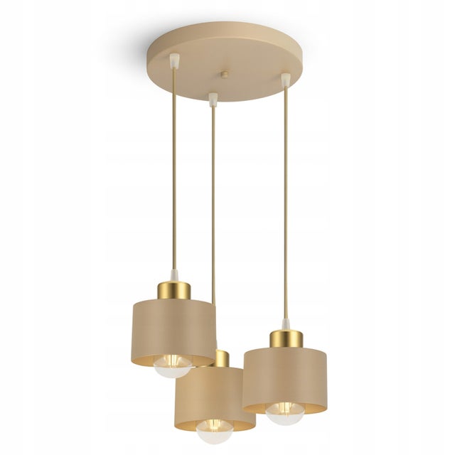 Lampa sufitowa wisząca żyrandol kaszmir ecru beżowa 485-EZ3 salon stół LED