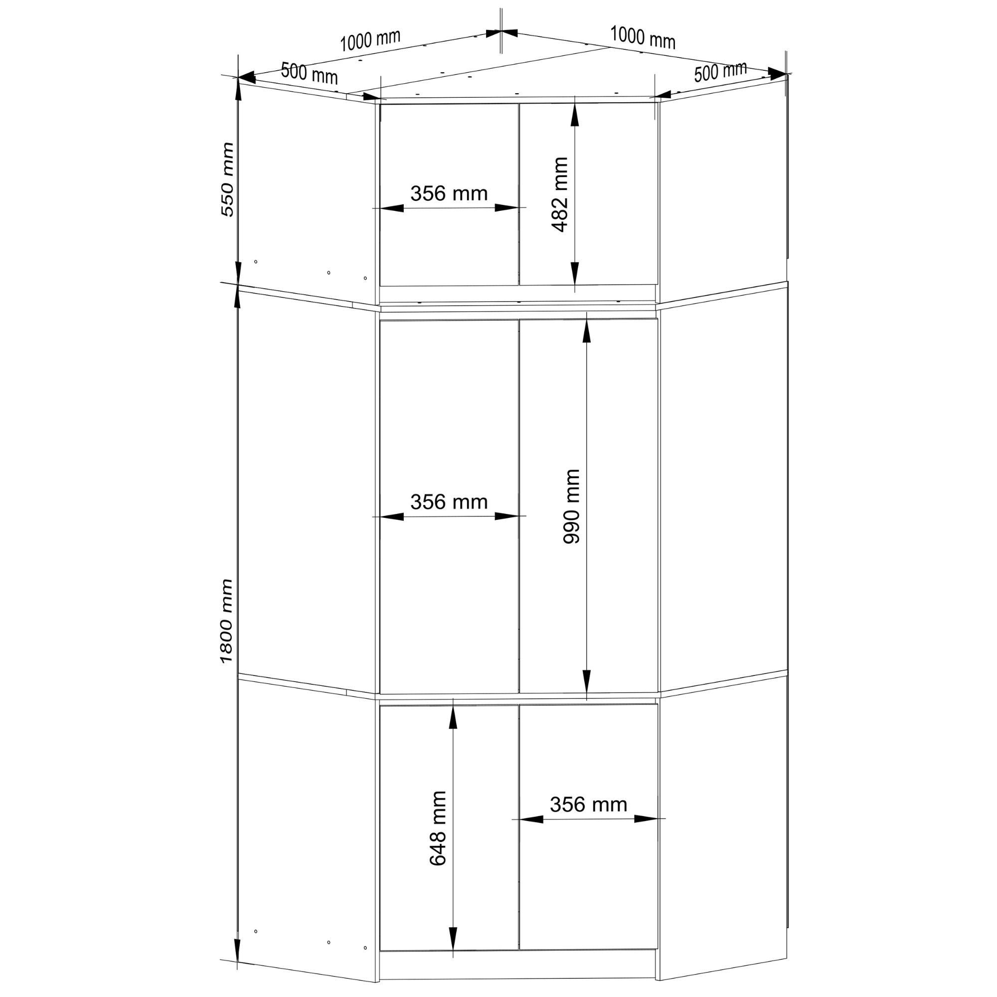 Szafa narożna z nadstawką AKORD S100 Dąb Sonoma 100 cm 6 drzwi kolor Dąb Sonoma mat 9 półek 100x50x235 cm - 3