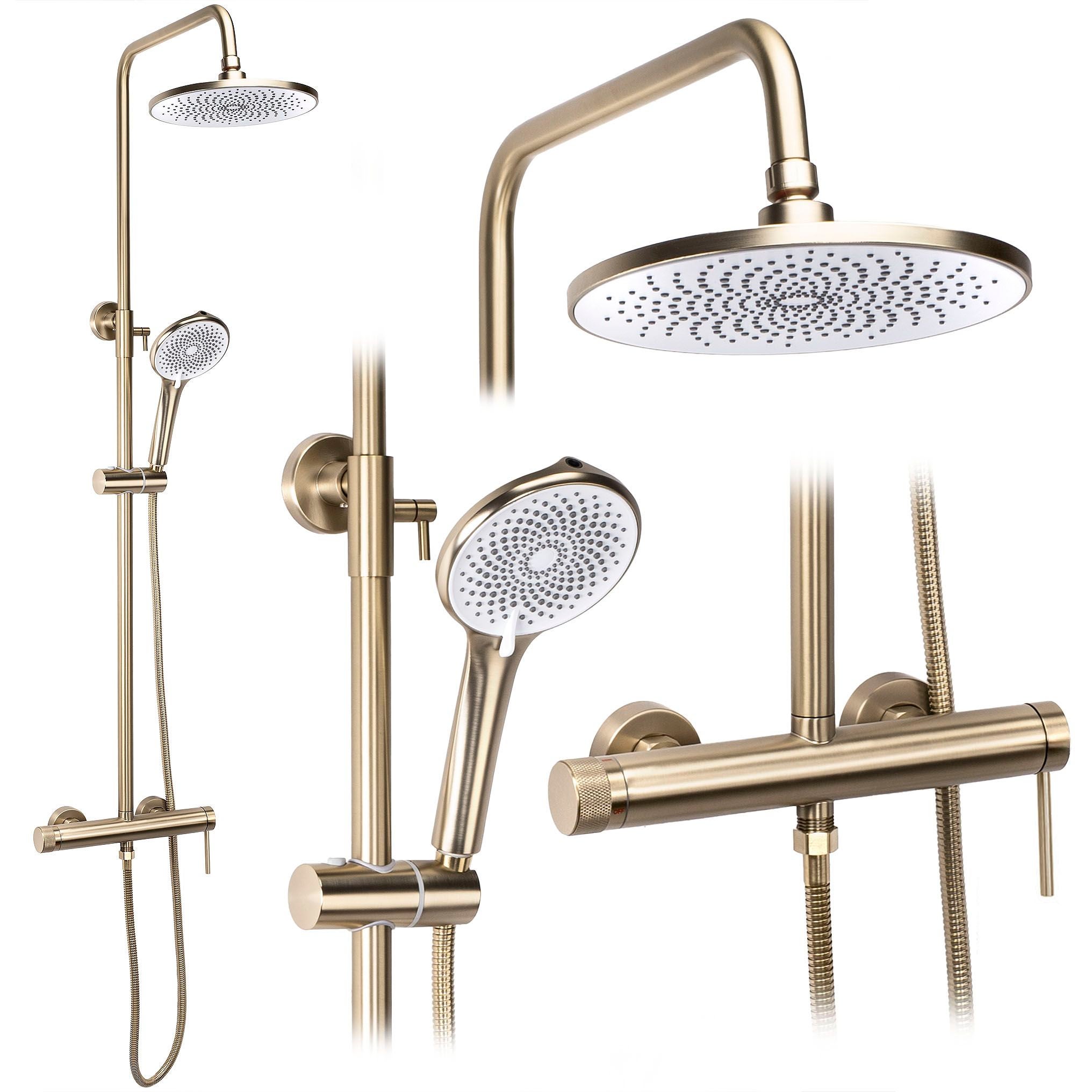 KIT DE DOUCHE REA JS-H7023BG BRUSH GOLD | Leroy Merlin