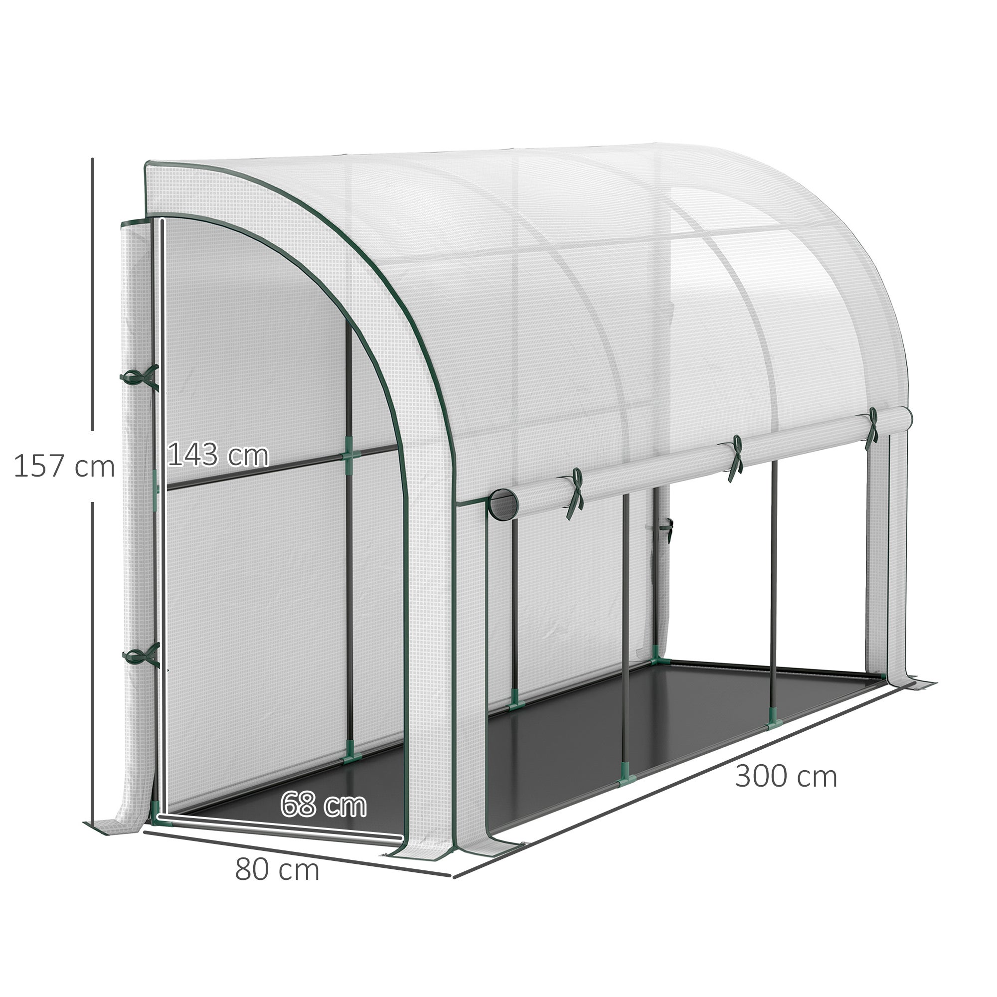 Serre murale, abri pour plantes accessible, bâche en plastique, 300 x 80 x 157 cm, blanche - 5