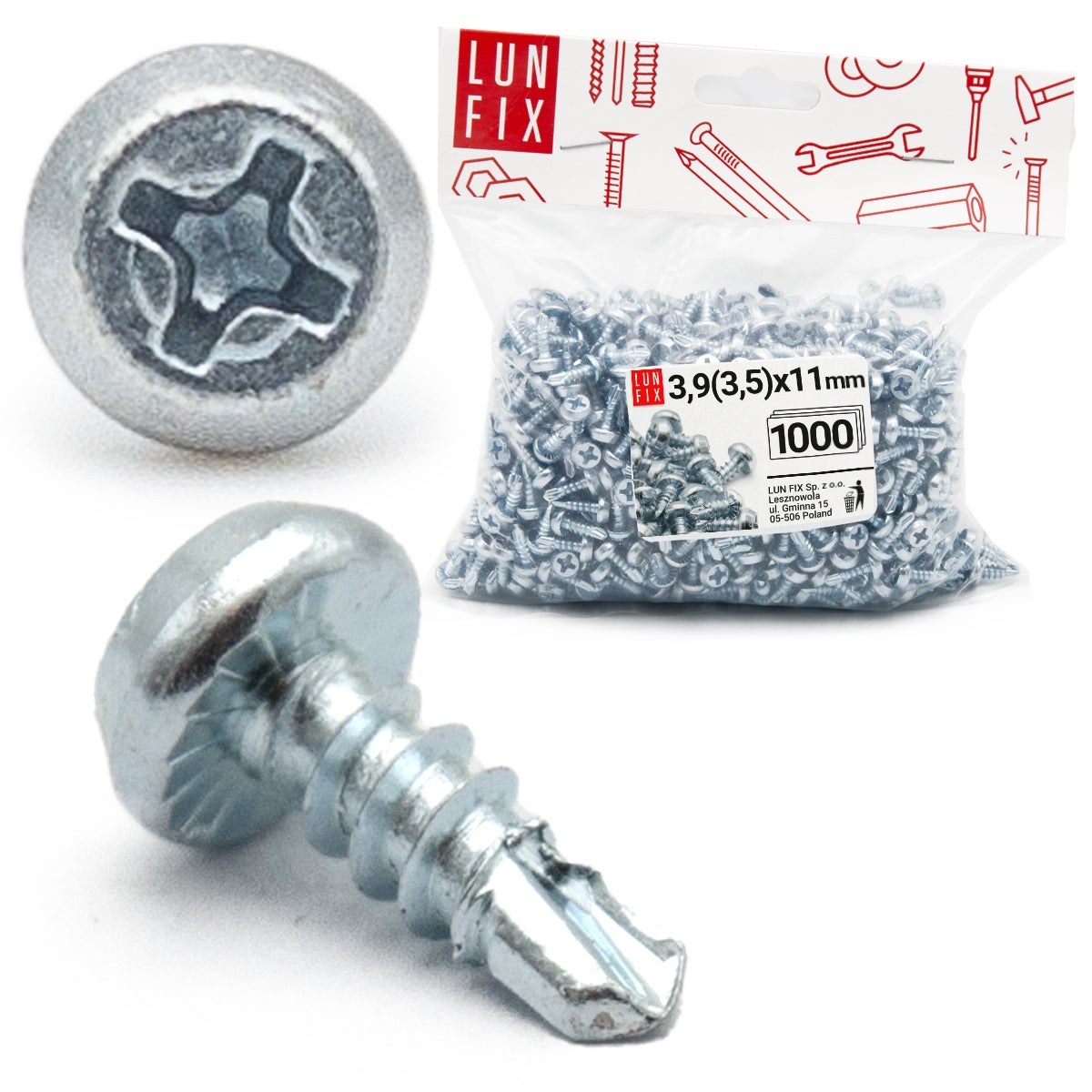 Wkręty do metalu pchełki 3,5x11mm 1000szt.