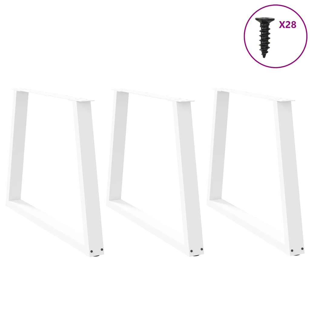 Maison Exclusive - Pieds de table à manger en V 3 pièces Blanc 90 x (72-73,3) cm Acier - 3