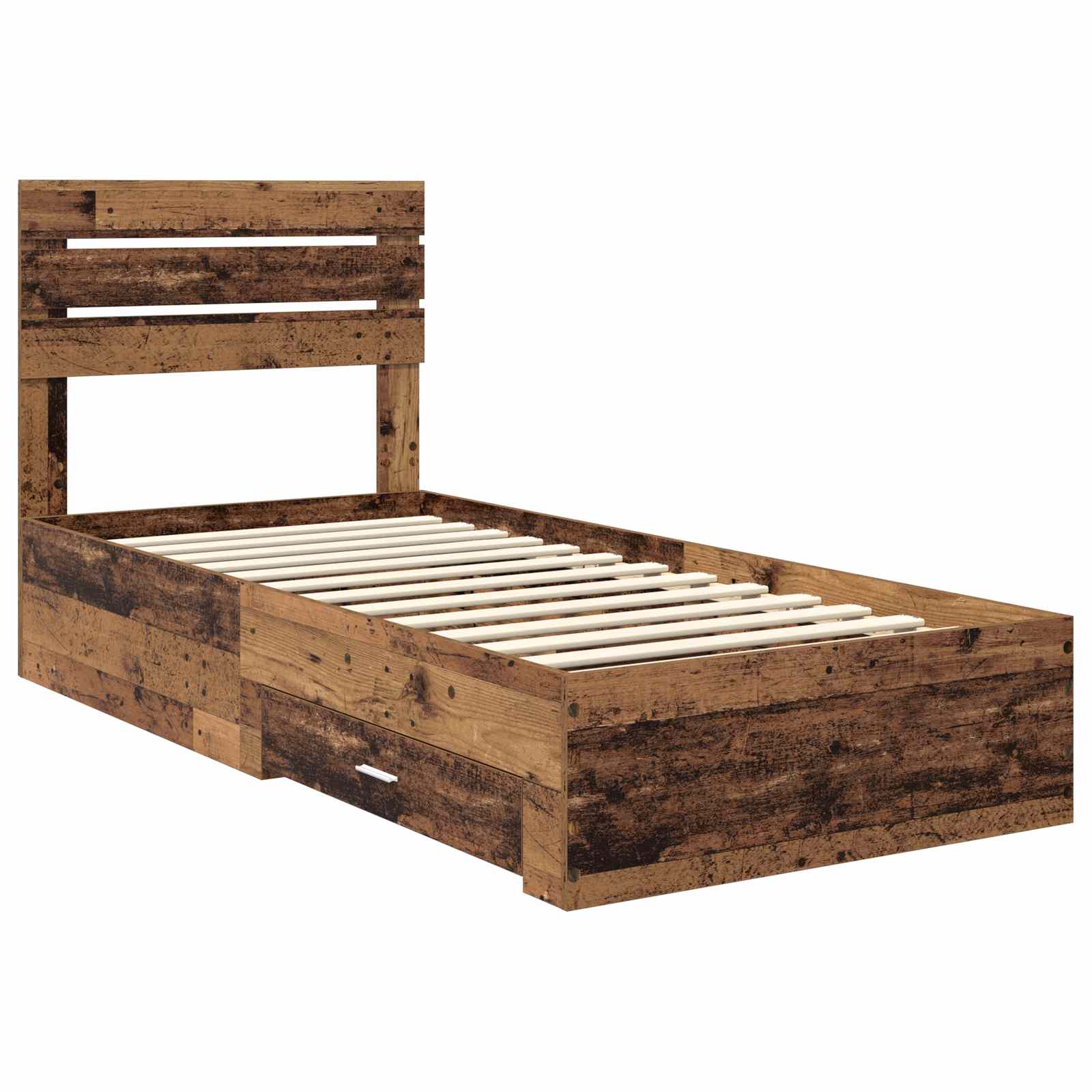 Cadre de lit bois ancien 90 x 190 cm en panneau de bois - 4