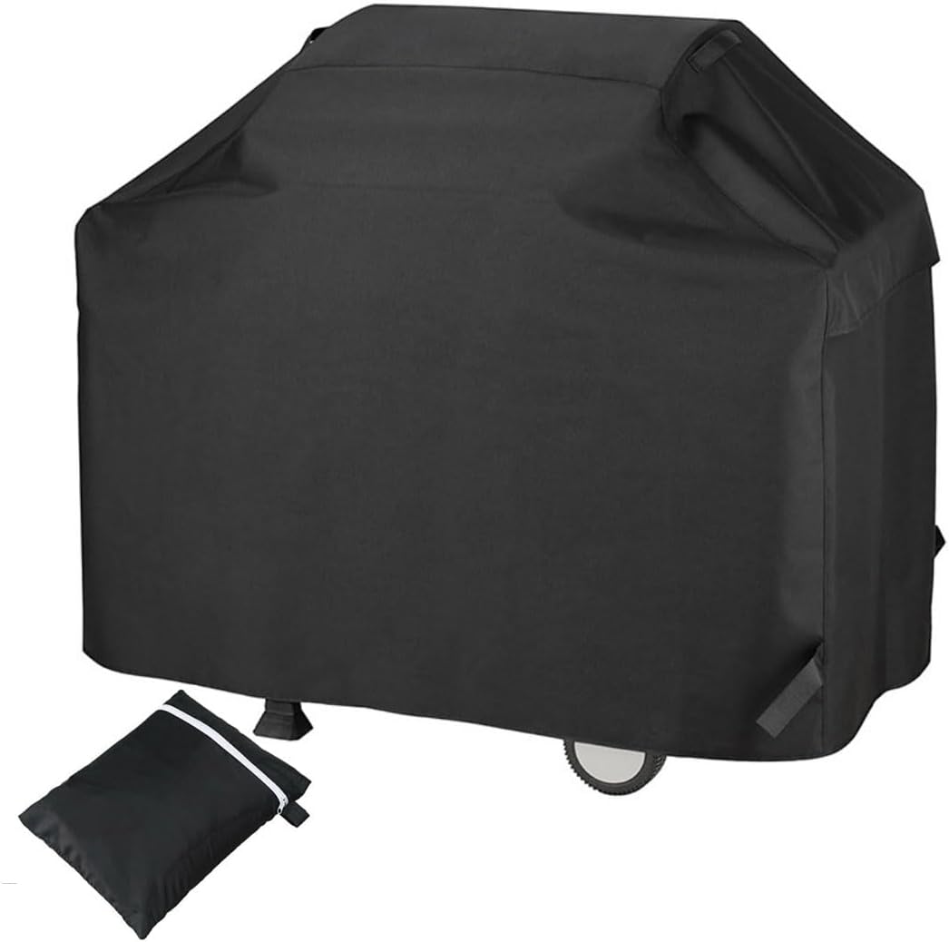 Pokrowiec na grill zewnętrzny 145x61x117 cm, plandeka z wodoodpornej tkaniny Oxford 210D, odporna na promieniowanie UV, wiatr i kurz, czarny