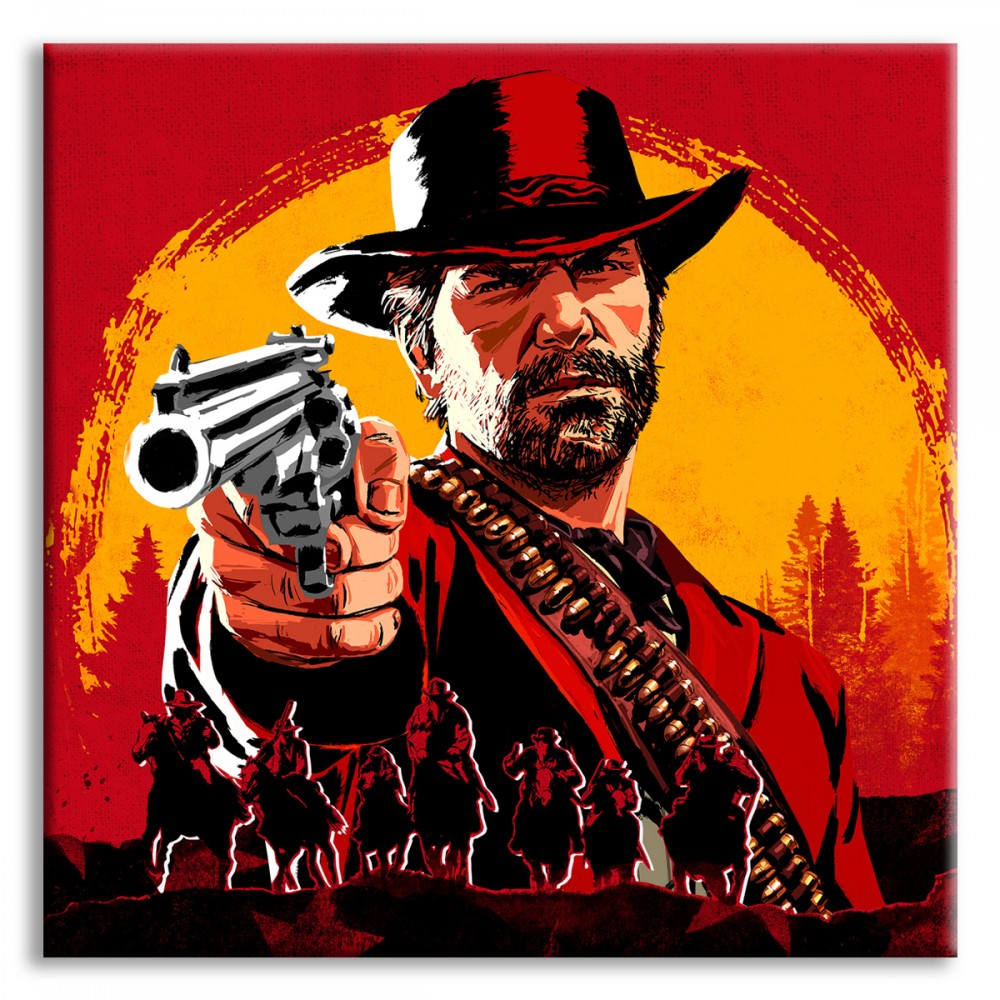 WESTERN RED DEAD - Obraz na płótnie z drewnianą ramą 100x100 cm