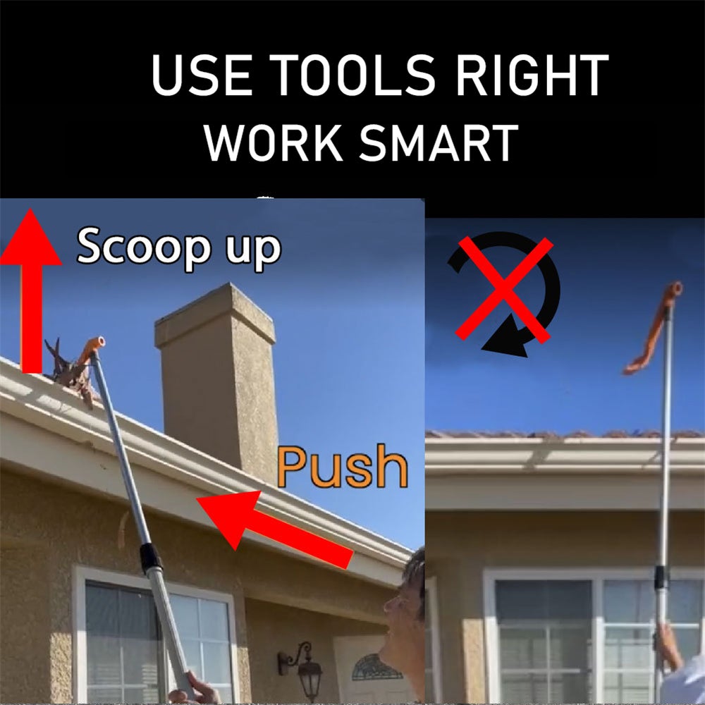 Nettoyeur de gouttières multifonctionnel, outil de nettoyage de feuilles à manche télescopique, pelle à feuilles pour gouttières de toit et de jardin - 3