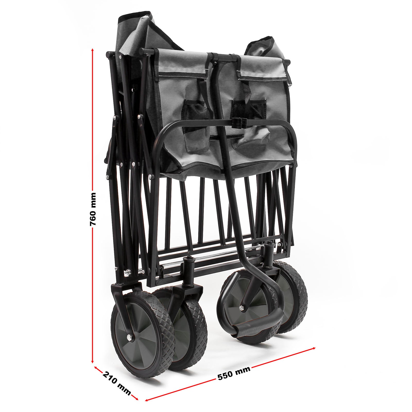 Chariot Enfant Pliable – capacité 100 kg – 1000 x 505 x 1120 mm – de couleur Grise – pour Transport Marchandise Outils Tout-terrain Plage… Toboli - 8