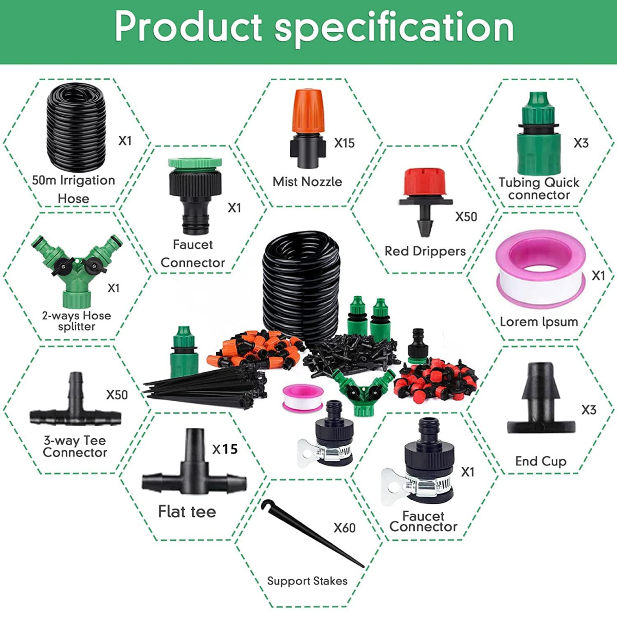 Système d'irrigation Jardin, 200Pcs Kit d'irrigation Goutte, Kit d'irrigation Goutte à Goutte Automatique avec 50m Tuyau. - 4