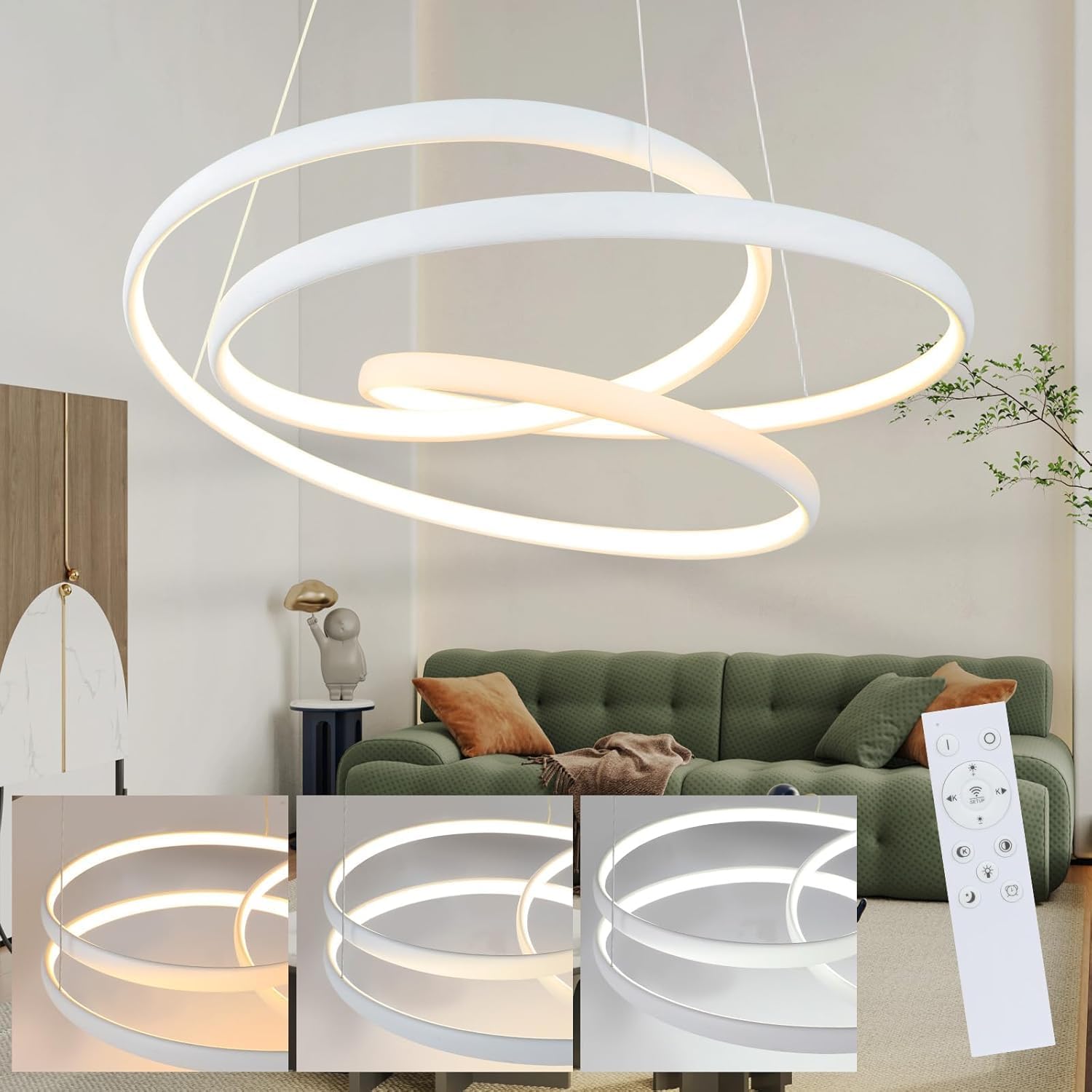 ZMH Lampa wisząca LED do jadalni - 150CM ściemnialna lampa wisząca 55W lampa stołowa do jadalni salon