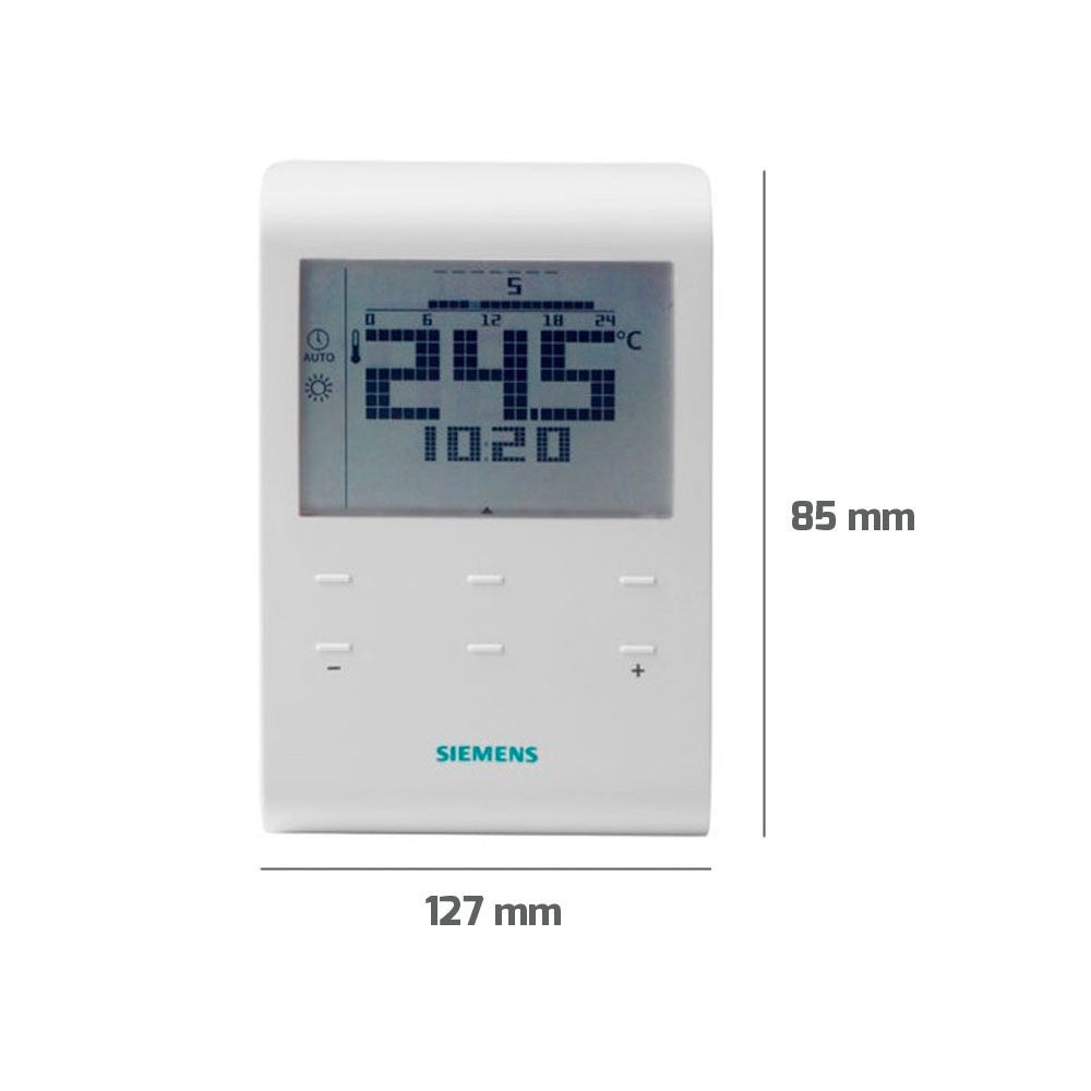 Thermostat d'ambiance Siemens, programmable, alimentation 3 V, plage 5-35 °C, sortie relais 24-230 V, dimensions 85x127x21,5 mm - 4