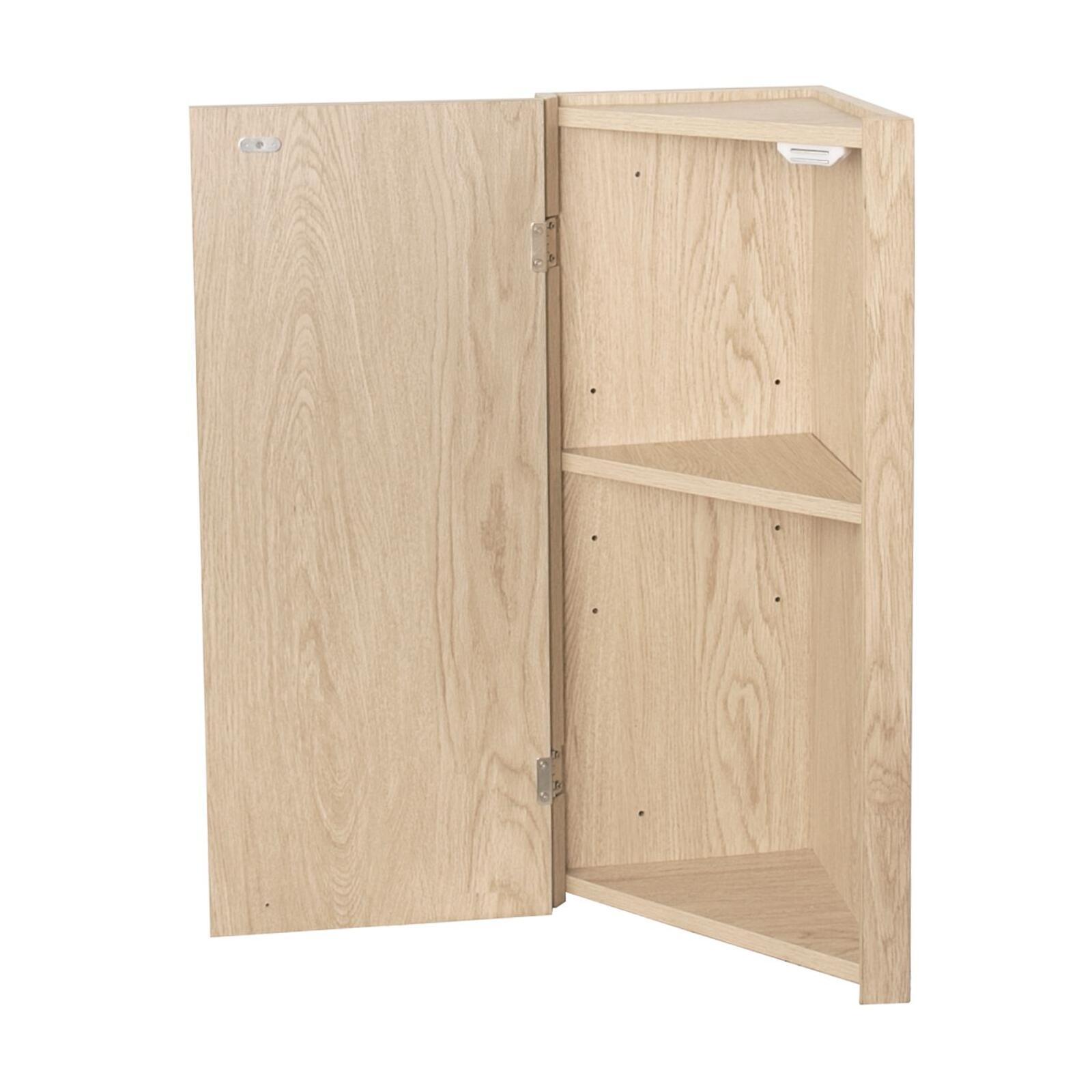 Ensemble meuble lave-mains d'angle décor chêne KODA + armoire miroir - 8