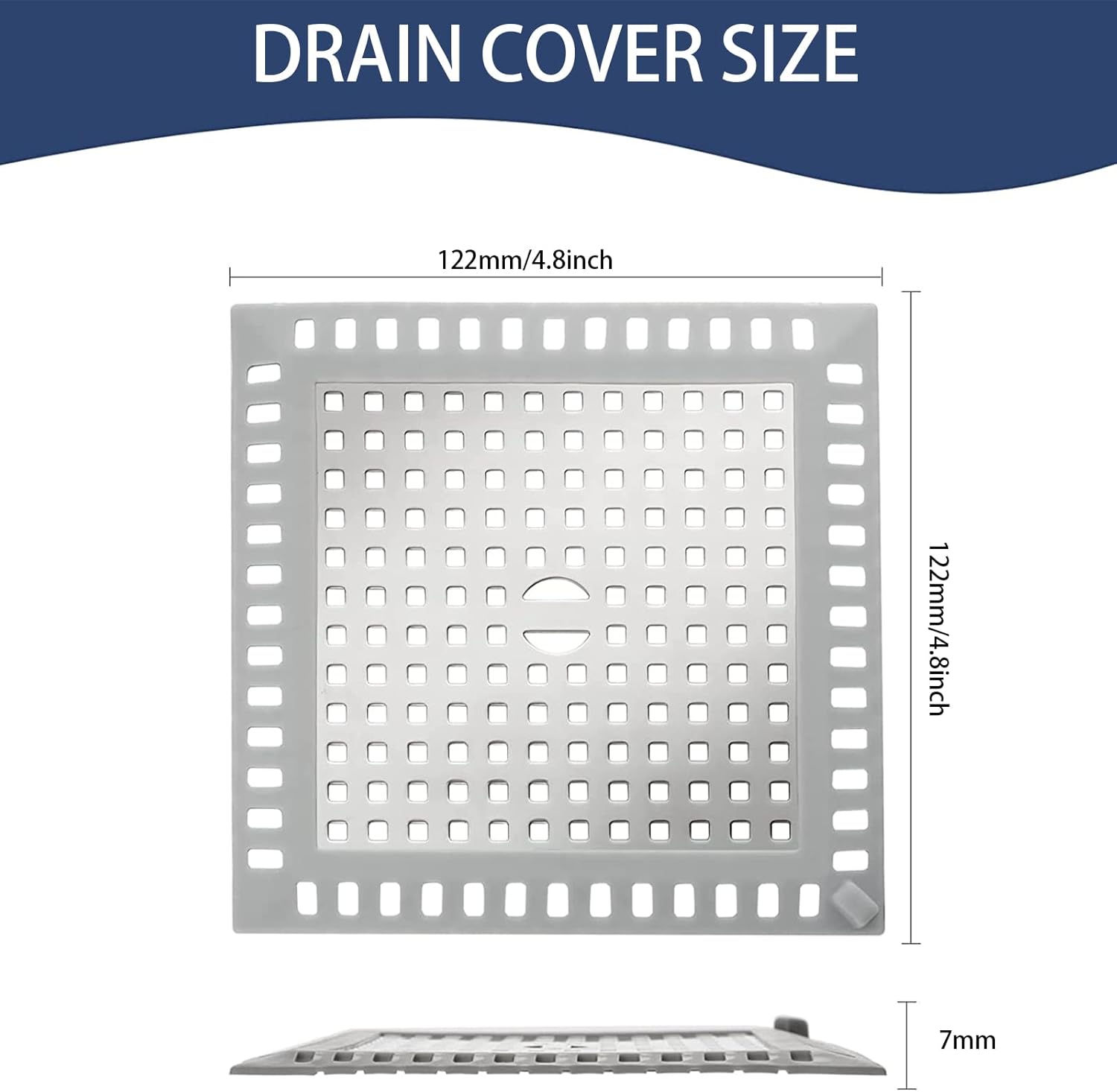 Attrape Cheveux Douche 12,3 X 12,3 Cm Filtre Evier Cuisine De Carre En Acier Inoxydable Argente Grille Evier Anti Obstruction 97086397