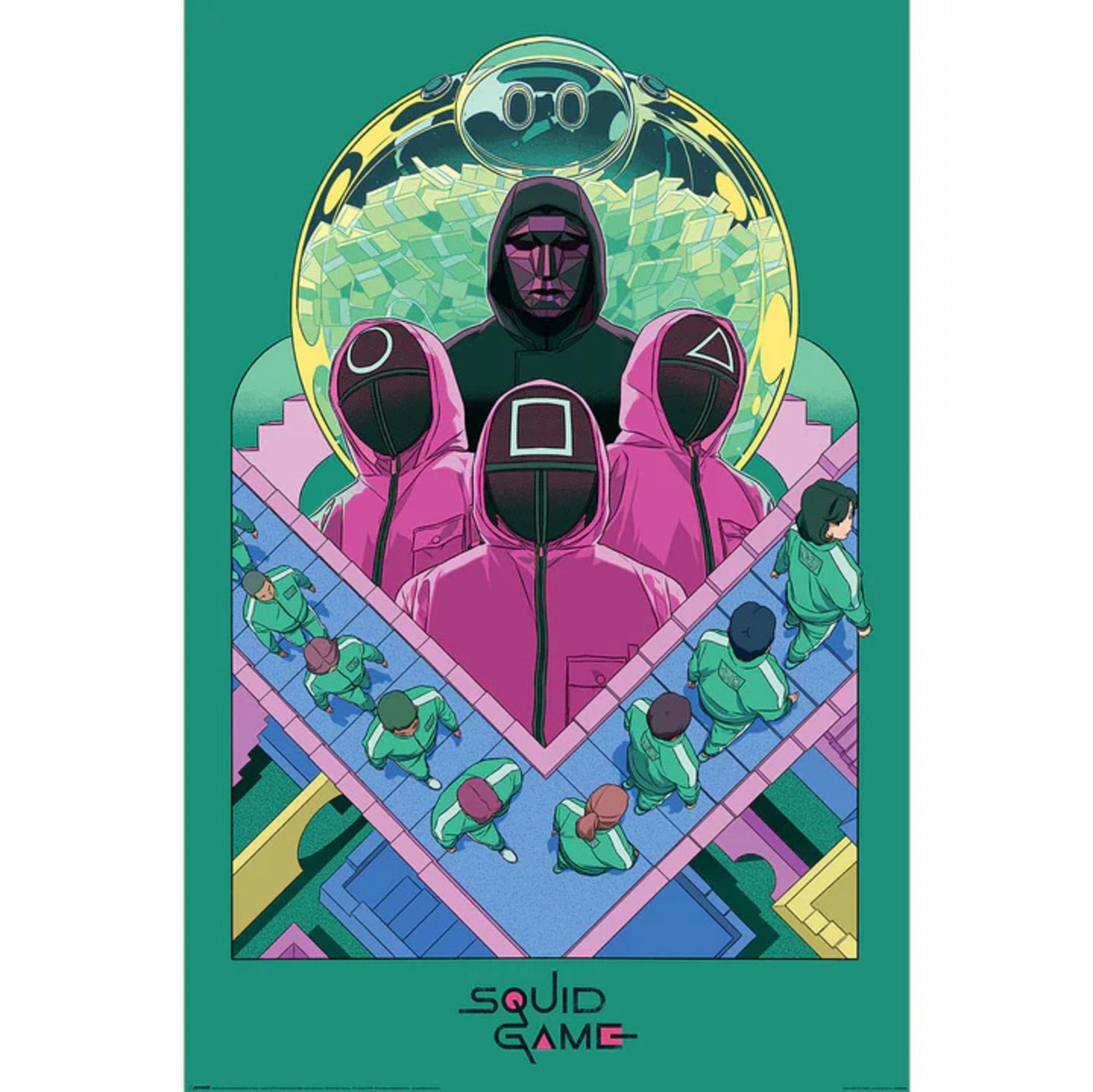 Poster Maxi Officiel Squid Game 3 (Bazbon) - 61x91.5cm - Décoration Murale Pour Chambre, Fan De Série Netflix