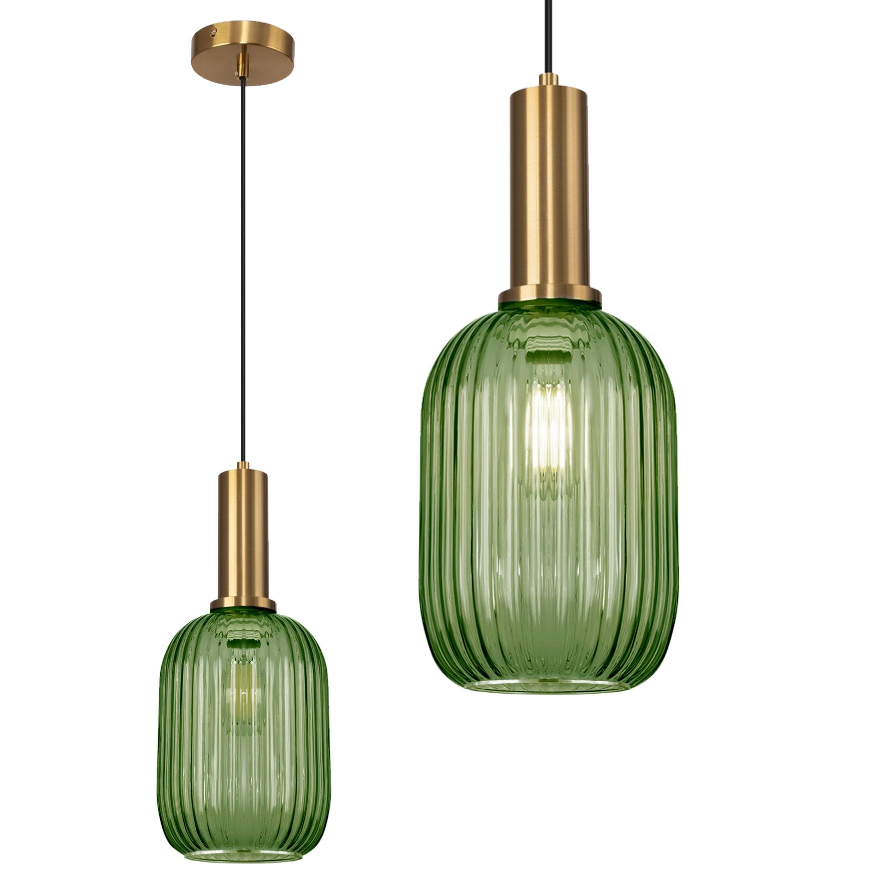 Toolight Lampă De Tavan Suspendată Din Sticlă Verde APP459-1CP