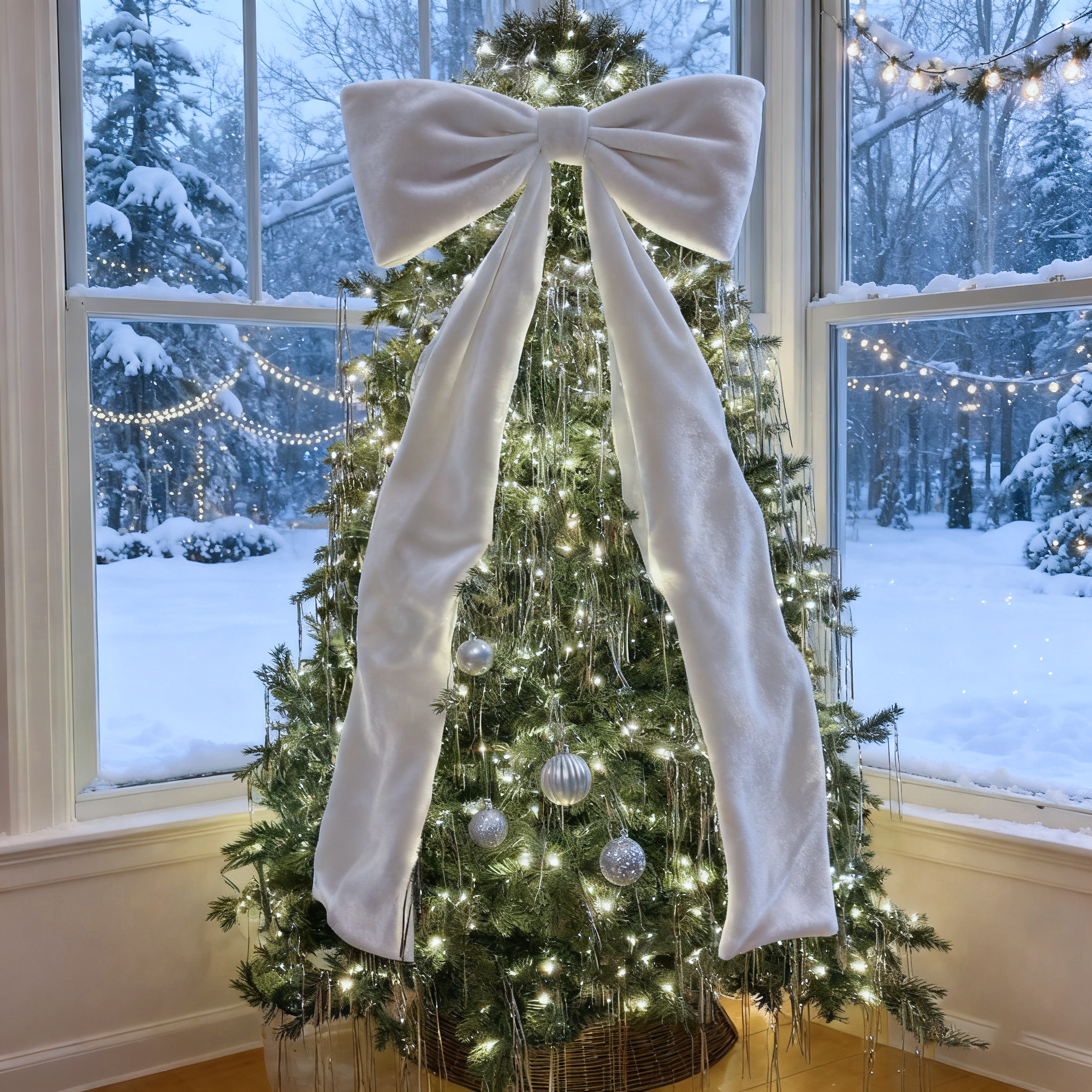 Decoração de Natal, Laços grandes para árvores de Natal, Laço de veludo para decoração de árvores de Natal, casamentos, festas, 180 cm x 50 cm - 9