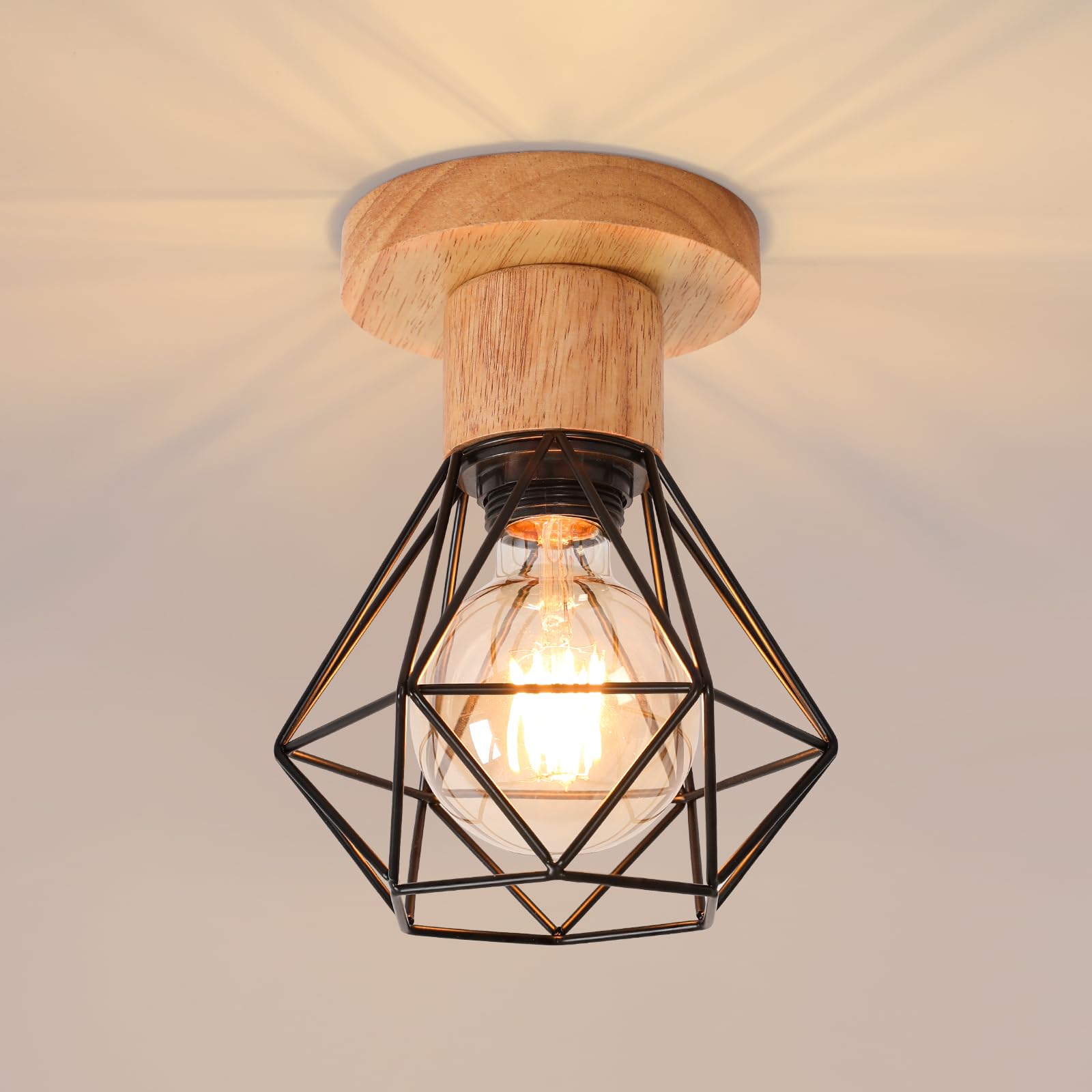 Lampa sufitowa industrialna retro metalowa lampa sufitowa w kształcie klatki oświetlenie sufitowe do salonu sypialni restauracji kawiarni baru czarna
