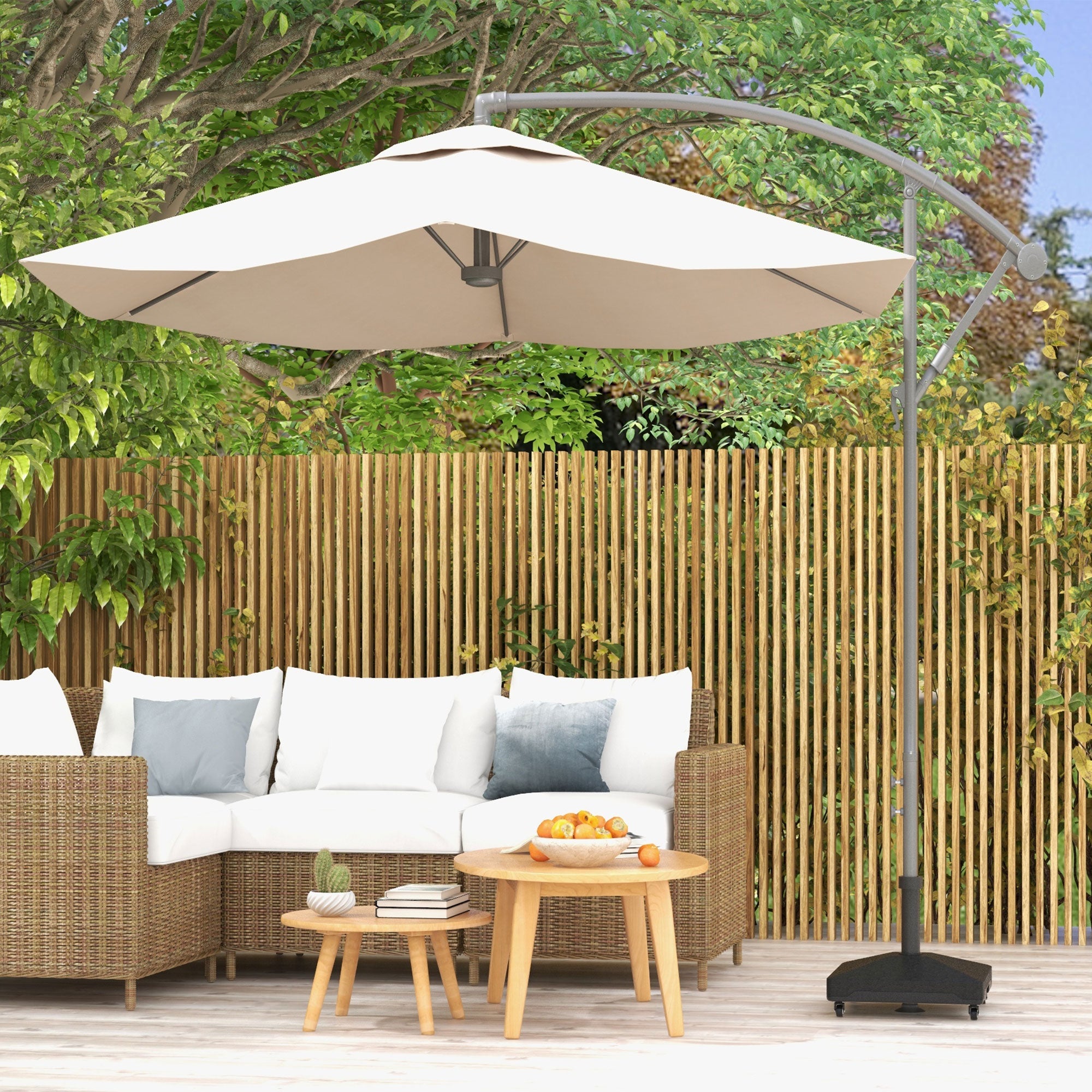 Base Per Ombrellone A Rotelle Con Maniglia - In HDPE E Acciaio, 45x45x40 Cm, Riempibile D'acqua O Sabbia, Per Esterni