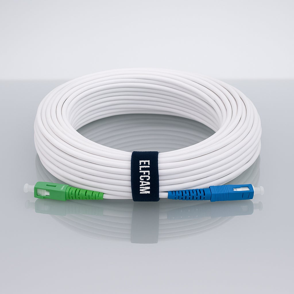 Elfcam® - 20M Cable/Rallonge Fibre Optique ( Freebox ) - Jarretiere Simplex Monomode SC-APC a SC-UPC - Blindage et Connecteur Renforce, 20M - 4