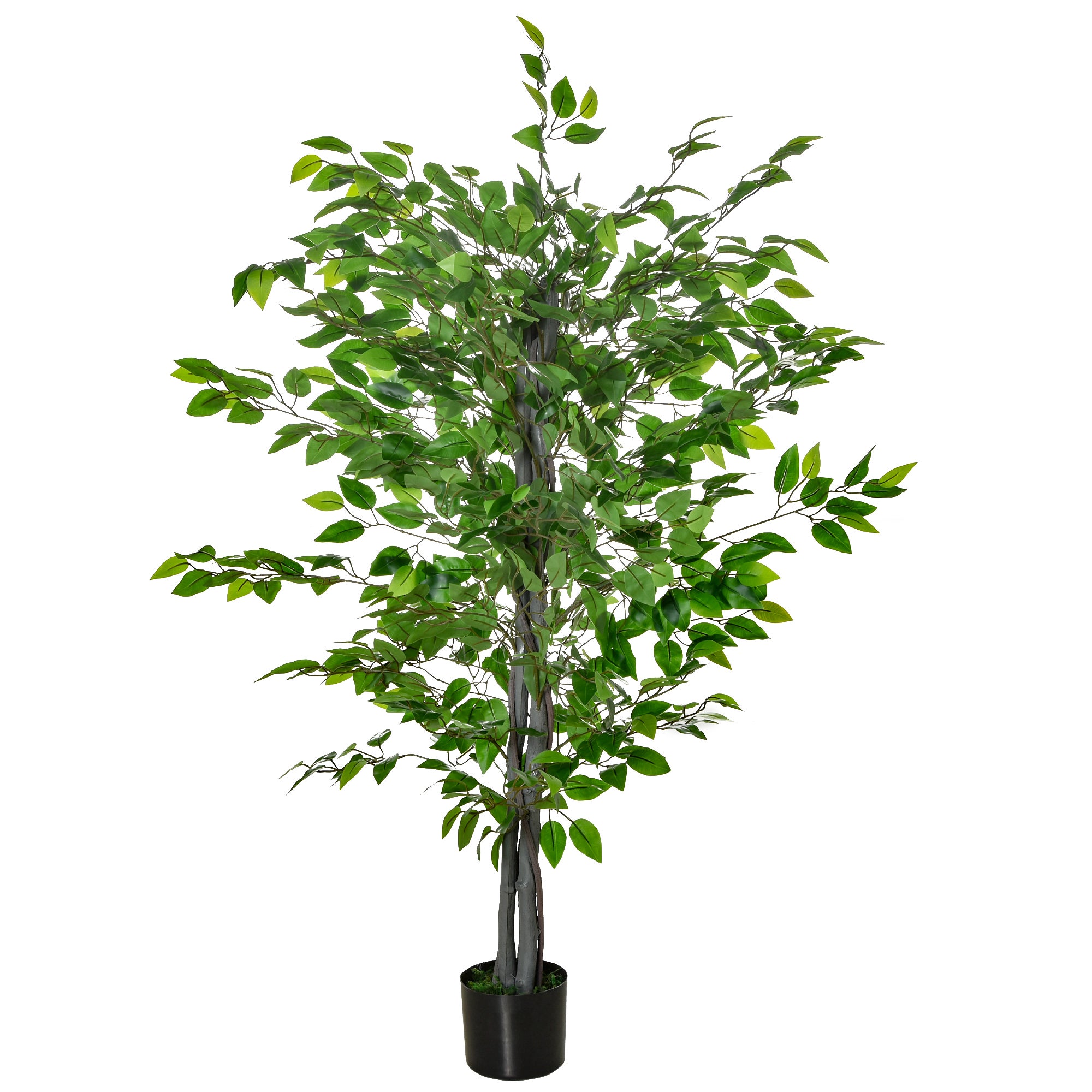 Arbre artificiel, ficus, aspect réaliste, pot en ciment, 135 cm, facile d'entretien, plastique, vert - 2