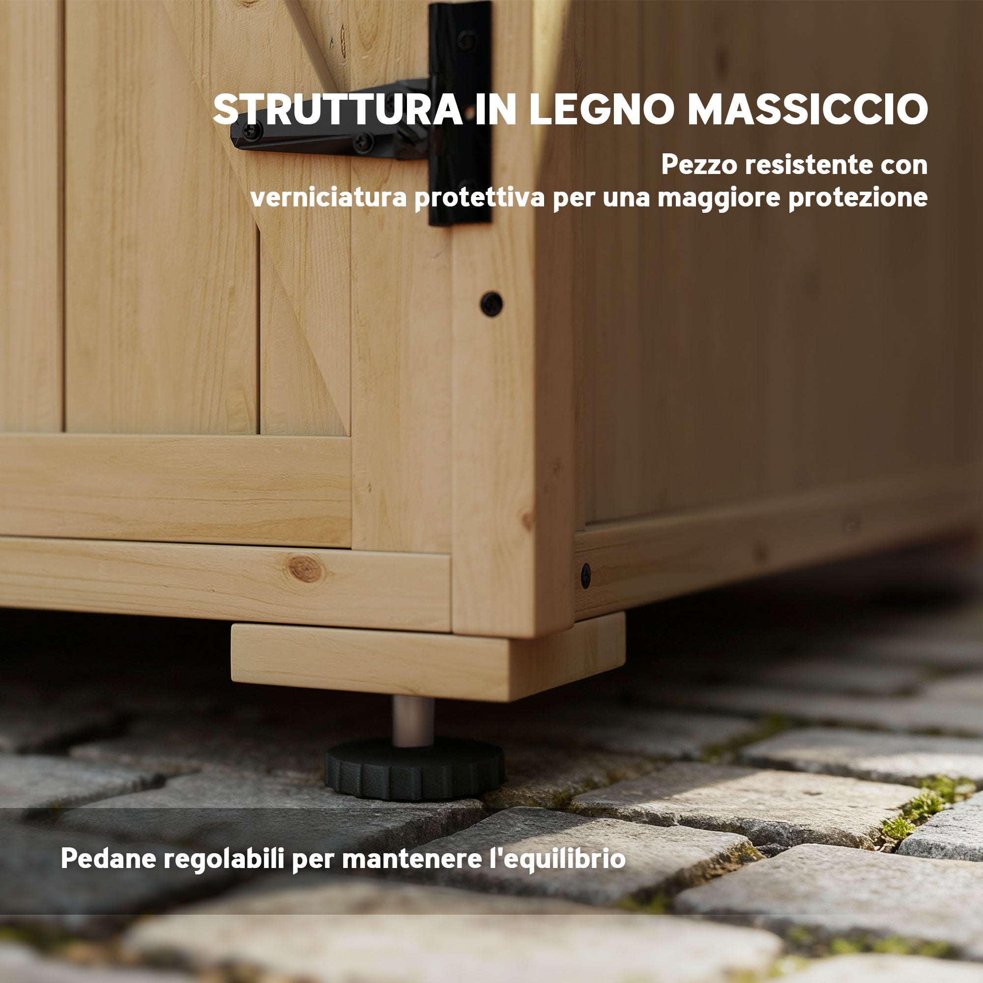 Outsunny Armadio da Esterno con Ripiano Interno Regolabile e Tetto Inclinato, in Legno di Abete, 77.5x88x90 cm - 7