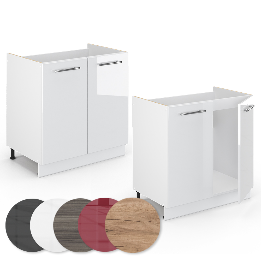 Vicco Meuble bas sous-évier Fame-Line, Blanc Haute brillance, 80cm sans PT - 5