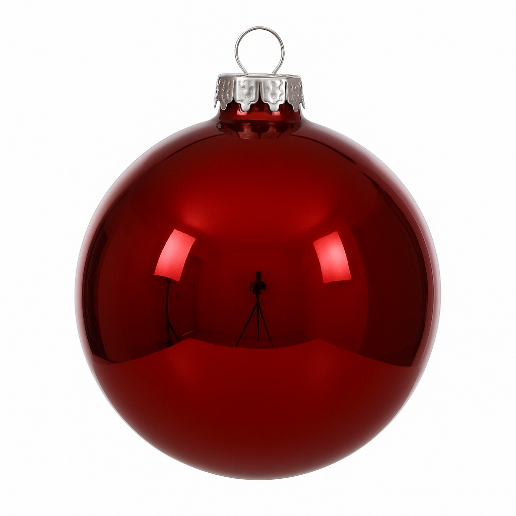 ADDOBBI PER ALBERO DI NATALE PALLINE ROSSE 8 CM GLITTER LUCIDE - 24