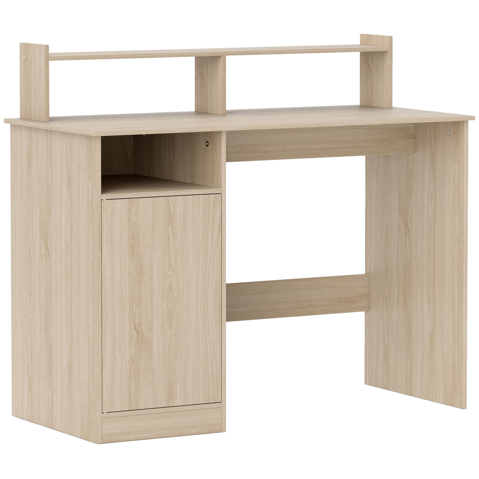 HOMCOM Bureau en bois mélaminé avec étagères Bois naturel 108x50x94 cm ...