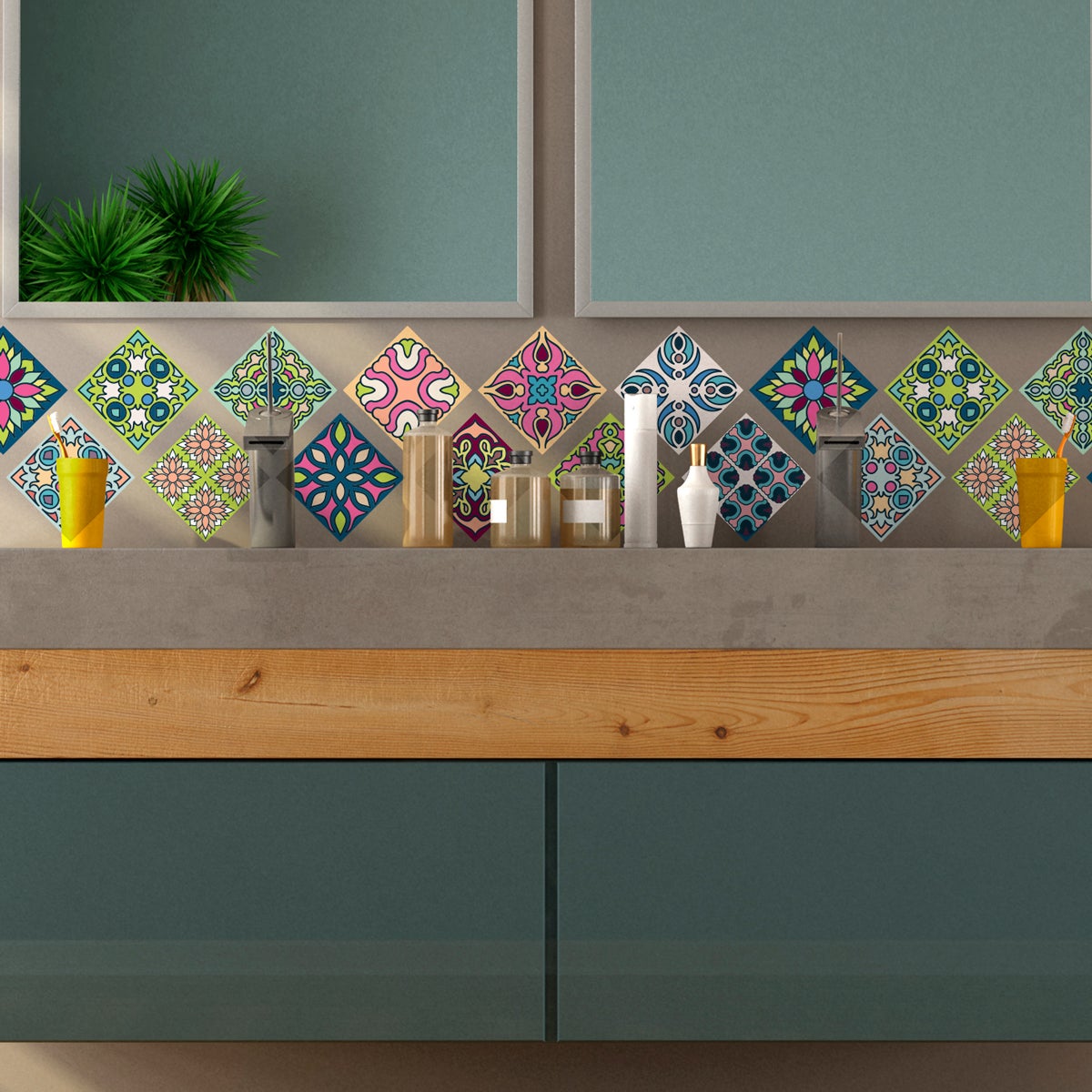 12 adesivi piastrelle di cemento Tahiti - Sticker adesivo - adesivi murali - 12stickers10x10cm - 4