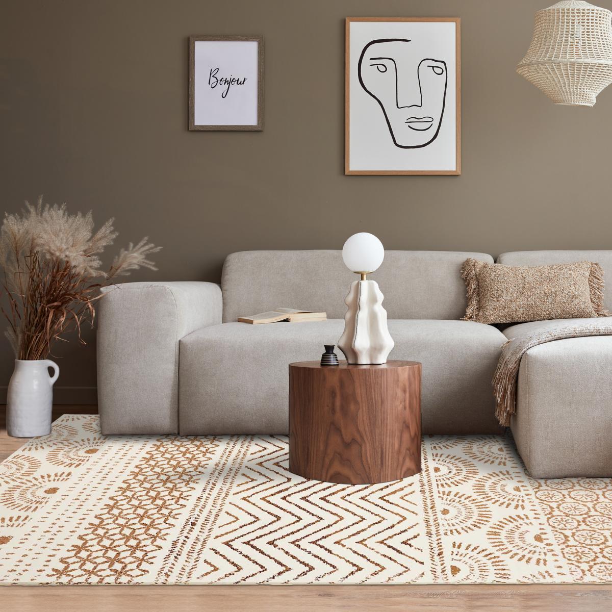 Tapis berbère 80x150 tissé motif ethnic LYN1 ORIENVAG crème - 5