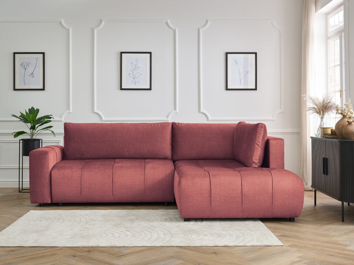Canapé d'angle L convertible coffre ARSENE tissu velours BOBOCHIC 3 ...