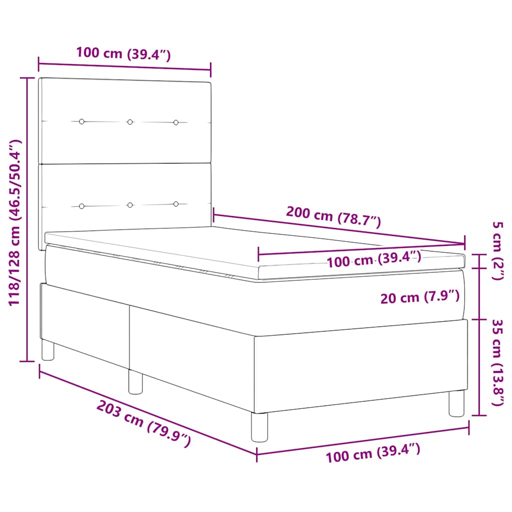 Cama tipo Box Spring con cojín Azul 100 x 200 cm tela | Leroy Merlin