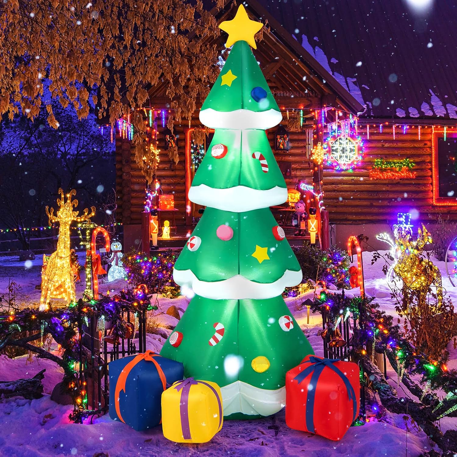 SOGES Albero di Natale gonfiabile, decorazione natalizia, 1,8 m