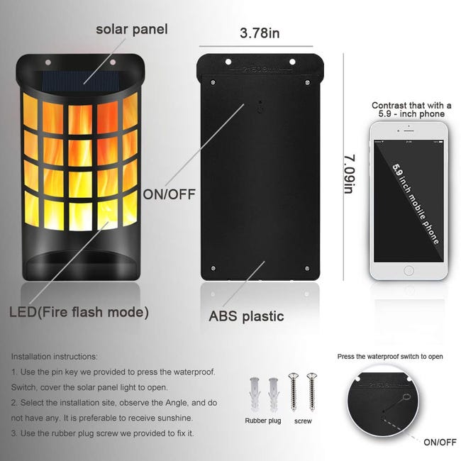 Luci LED Solari Cimitero - 2 Lampade Esterno Con Fiamma Tremolante, IP44 - Foto 13