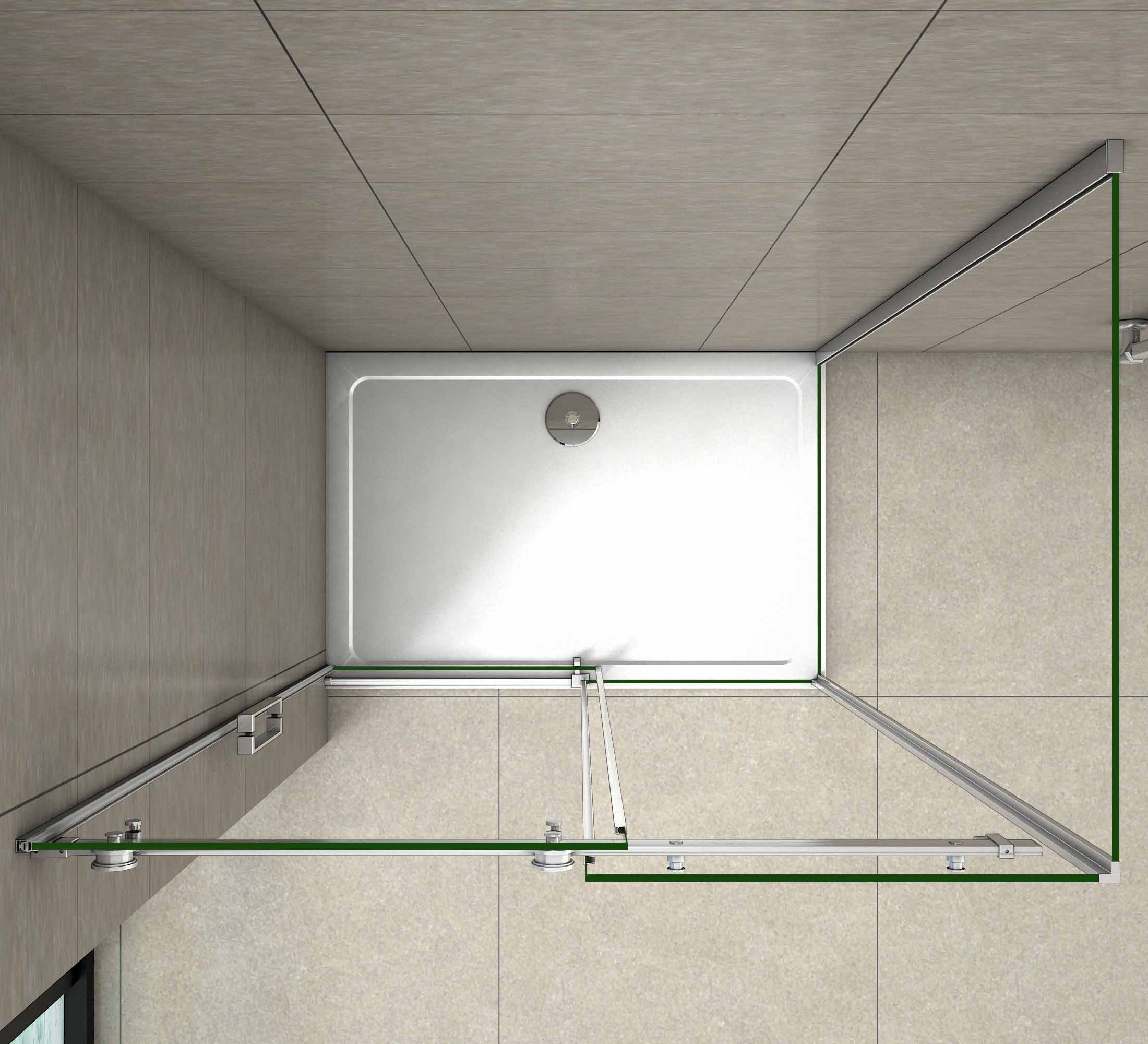 195 cm Box Doccia Angolare Porta Scorrevole con Parete Laterale 120x80 cm Vetro 8 mm Temperato Trasparente Anticalcare Telaio Cromato Lucido - 4