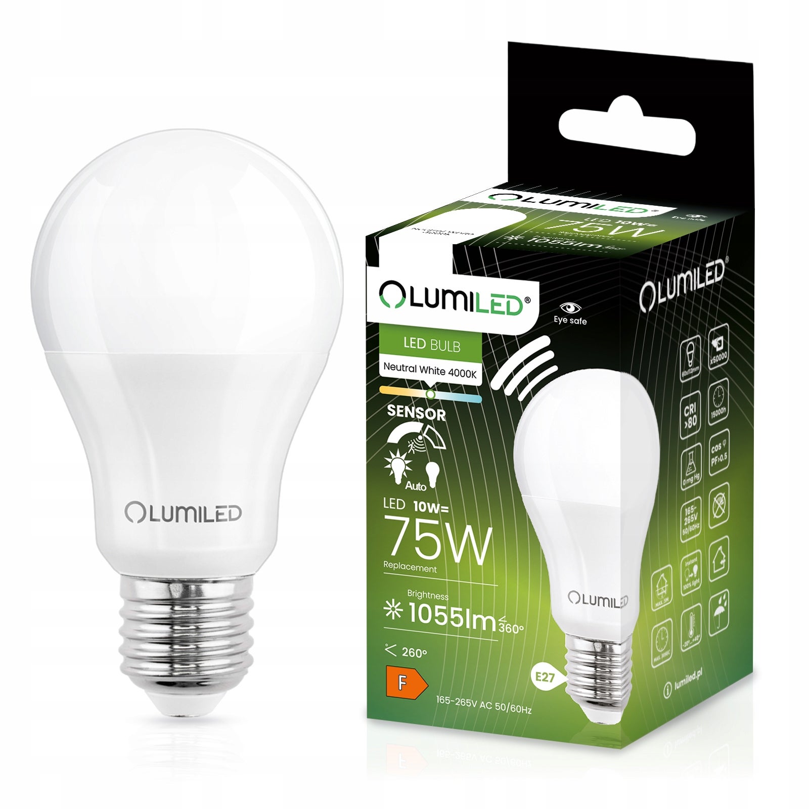 Żarówka LED Lumiled E27 A60 10W 1055lm 4000K Neutralna biel 260st 1 szt.