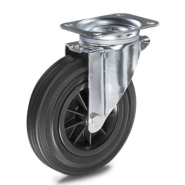 Ruota in gomma piena con supporto in acciaio per industria, diametro 150mm ean 05146