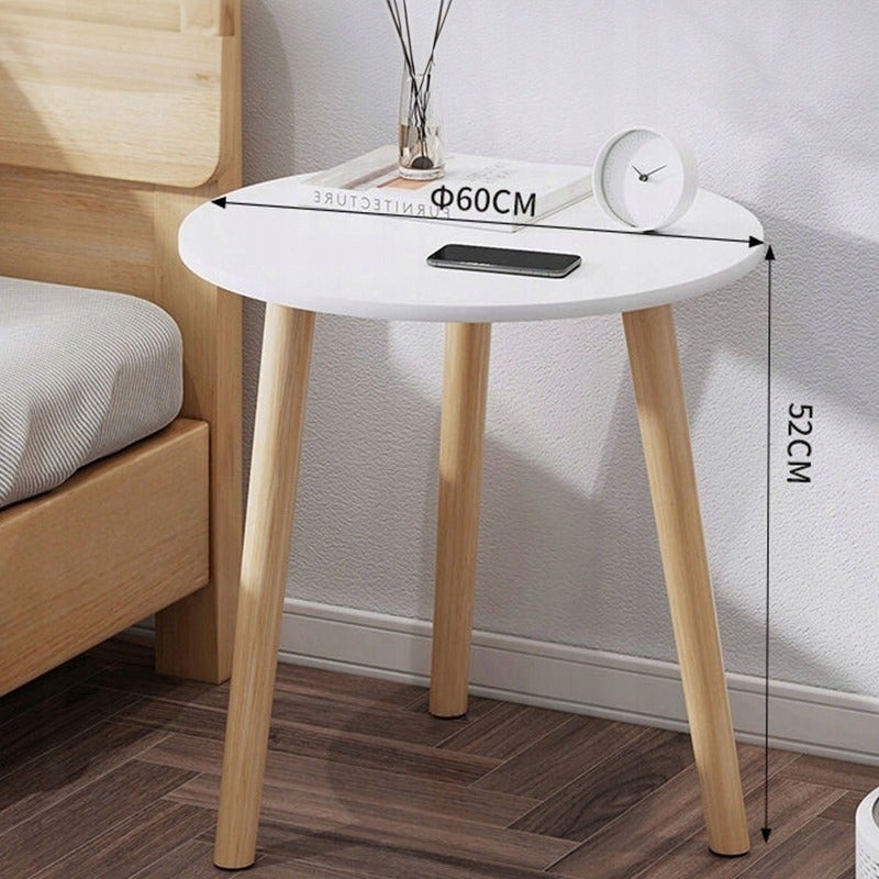 Stolik kawowy mały okrągły drewniany styl skandynawski ława stół do salonu - 6