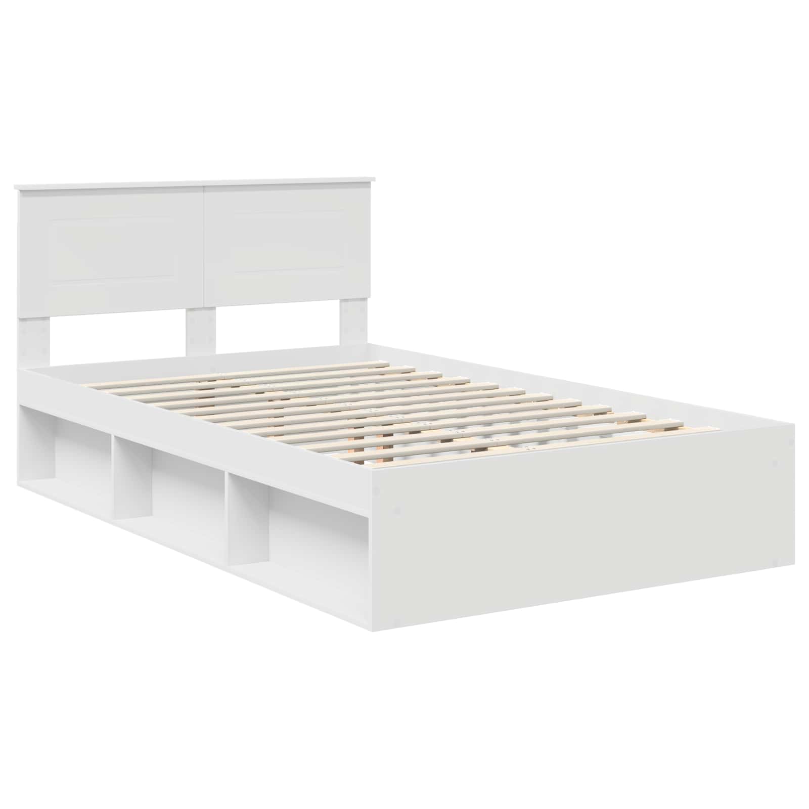 Cadre de lit blanc 120 x 190 cm panneau de bois - 4